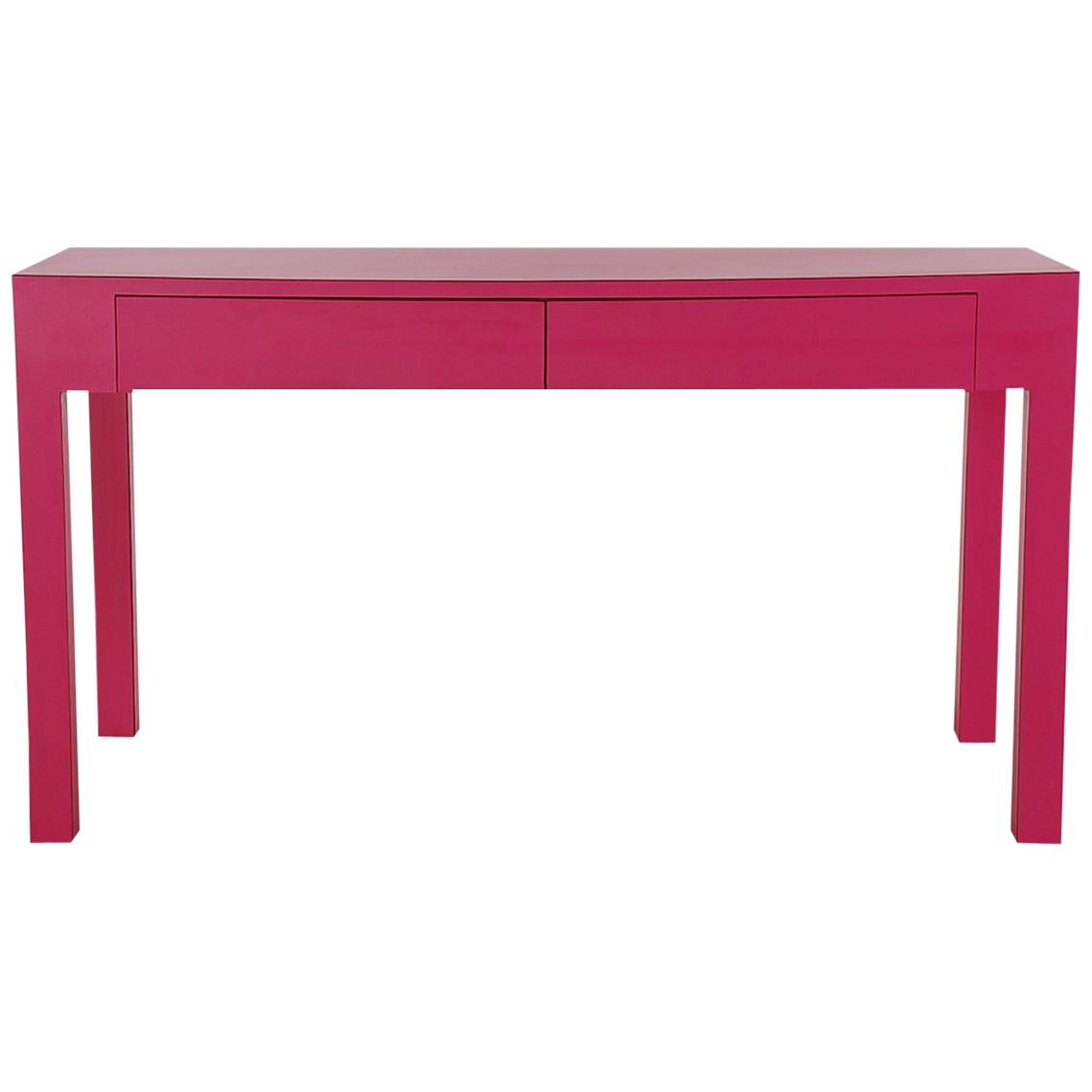 Moderner Parsons-Konsolentisch oder -Schreibtisch in Hot Pink oder Fuschia-Laminat aus der Jahrhundertmitte