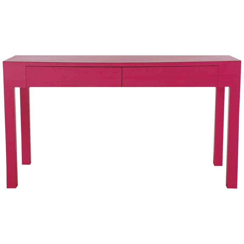 Mid-Century Modern Parsons Console Table or Desk in Hot Pink or Fuschia ...