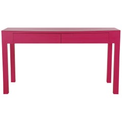Vintage Mid-Century Modern Parsons Console Table or Desk in Hot Pink or Fuschia Laminate