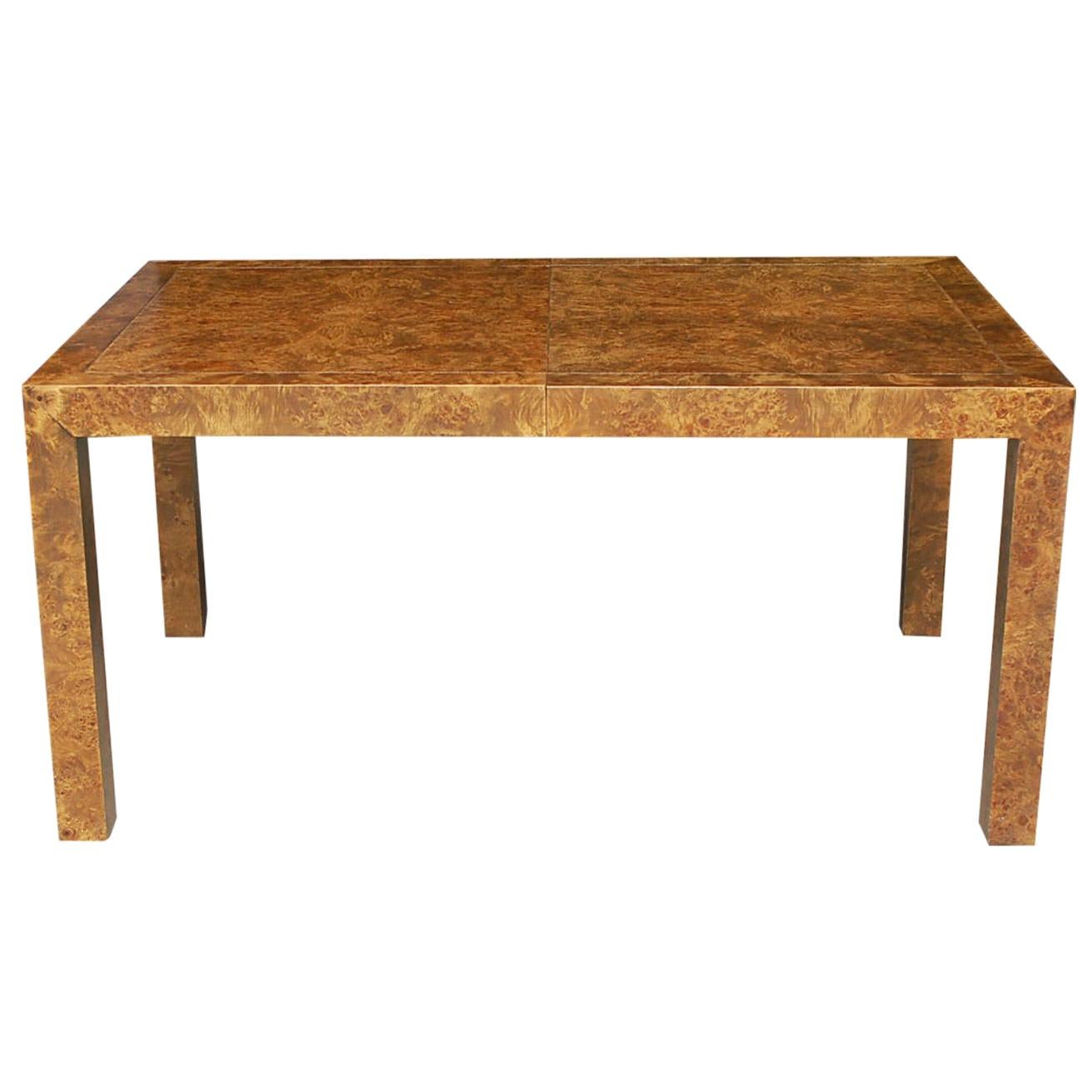 Mid-Century Modern Parsons Dining Table or Conference Table in Burl Wood