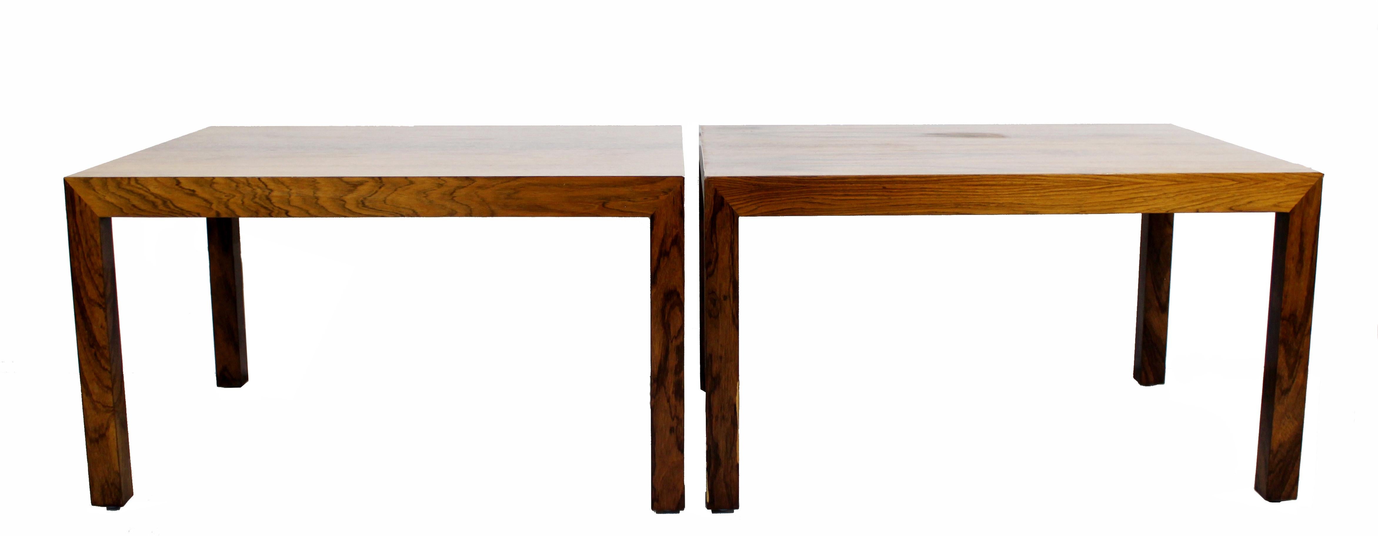 Danish Mid-Century Modern Parsons Pair of Rosewood Side End Tables, Denmark, 1960s