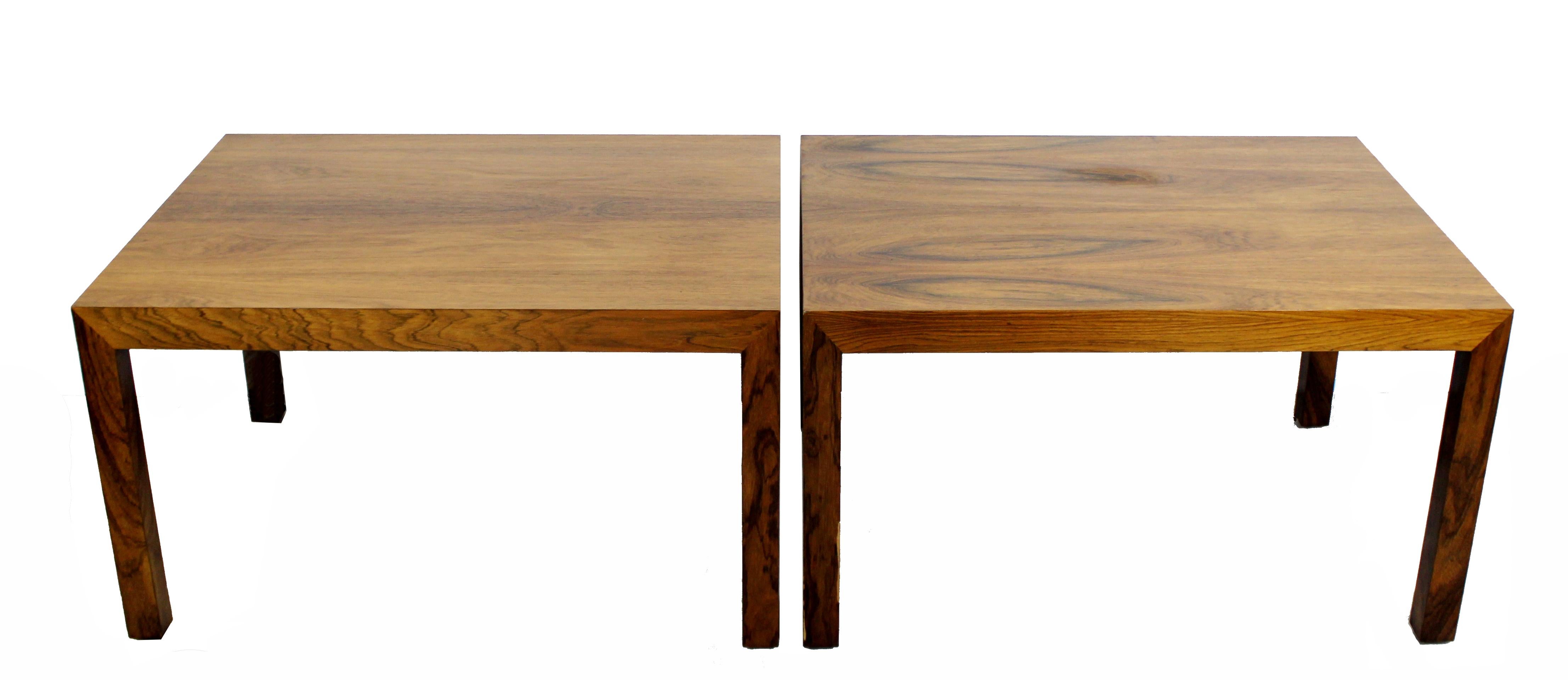 Mid-Century Modern Parsons Pair of Rosewood Side End Tables, Denmark, 1960s In Good Condition In Keego Harbor, MI