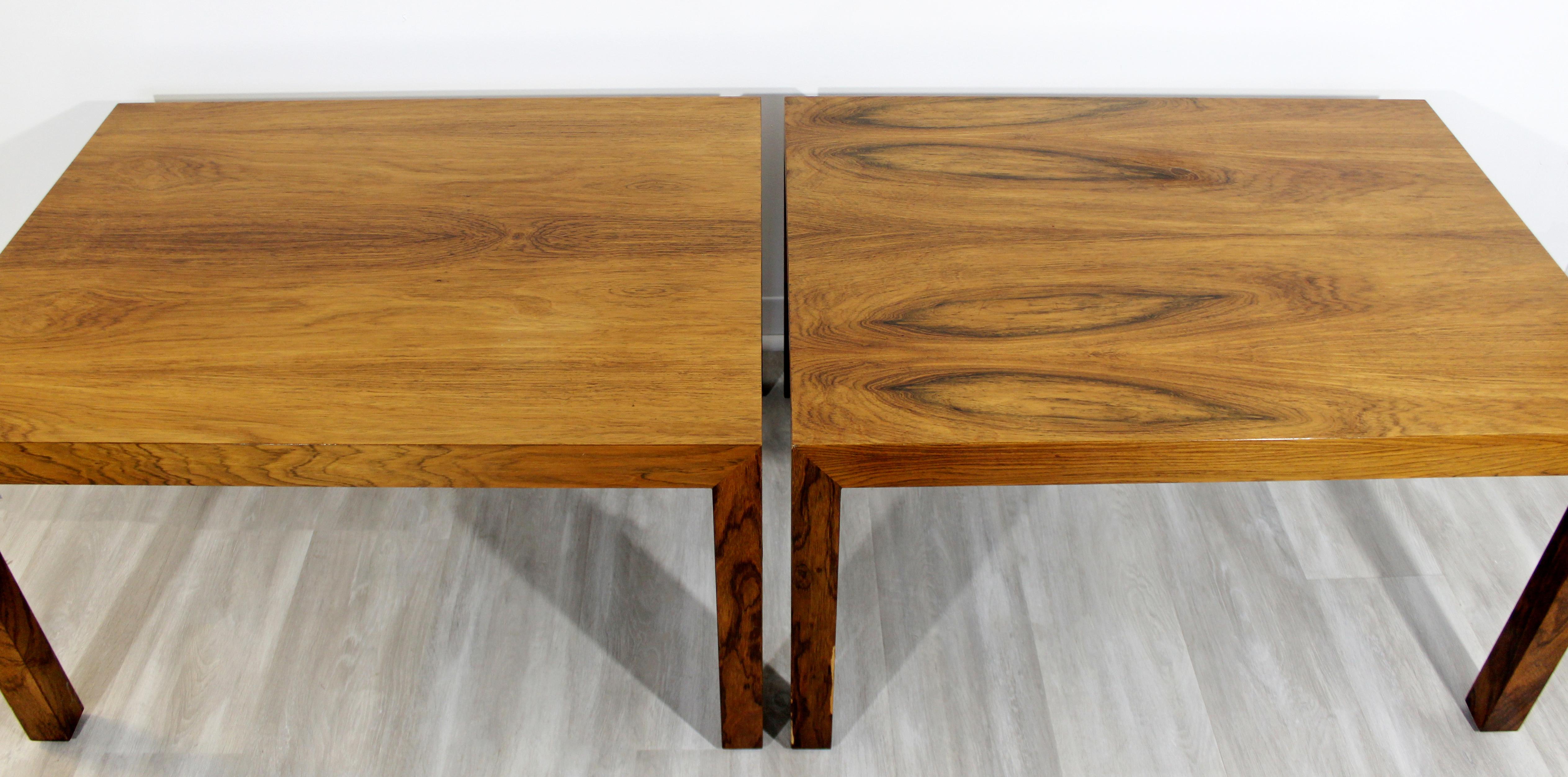 Mid-20th Century Mid-Century Modern Parsons Pair of Rosewood Side End Tables, Denmark, 1960s