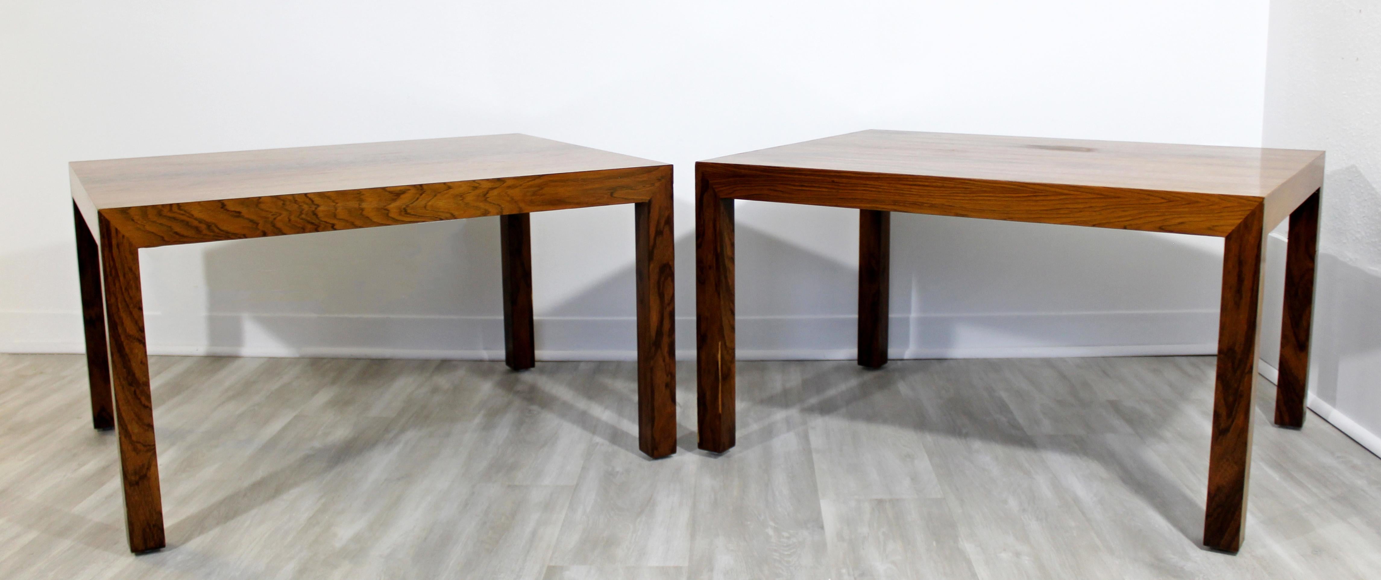 Mid-Century Modern Parsons Pair of Rosewood Side End Tables, Denmark, 1960s 1