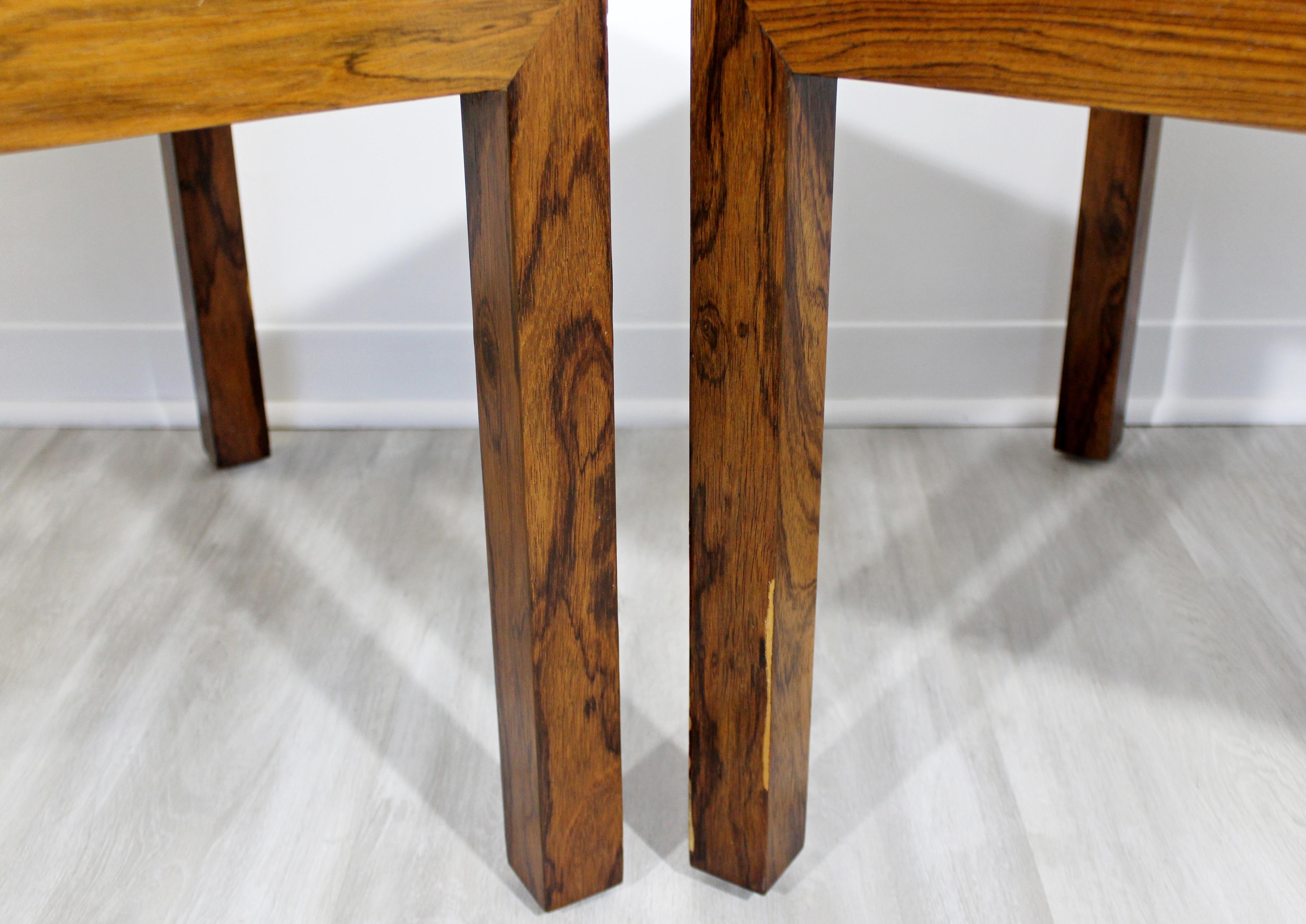 Mid-Century Modern Parsons Pair of Rosewood Side End Tables, Denmark, 1960s 2