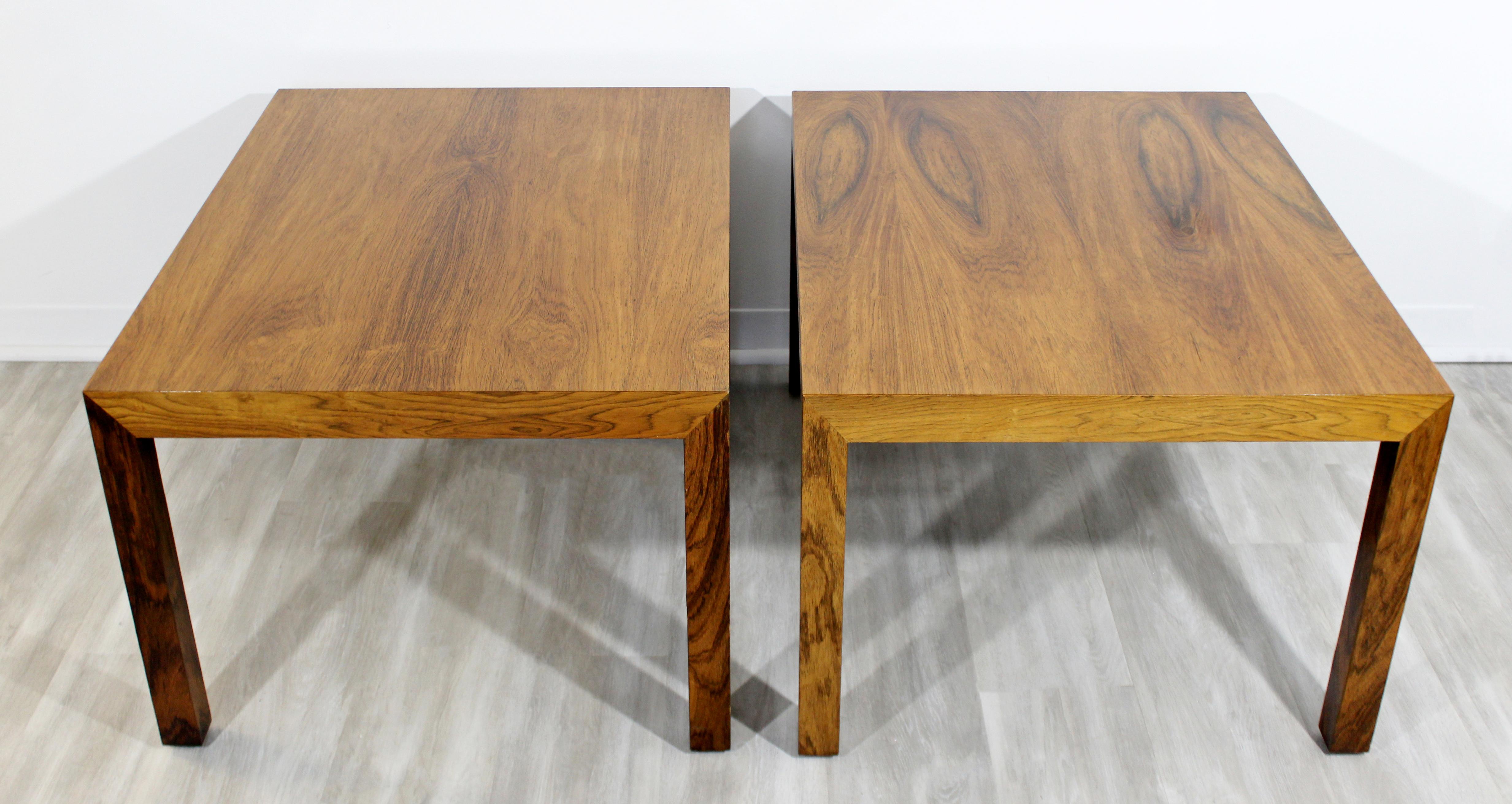 Mid-Century Modern Parsons Pair of Rosewood Side End Tables, Denmark, 1960s 4