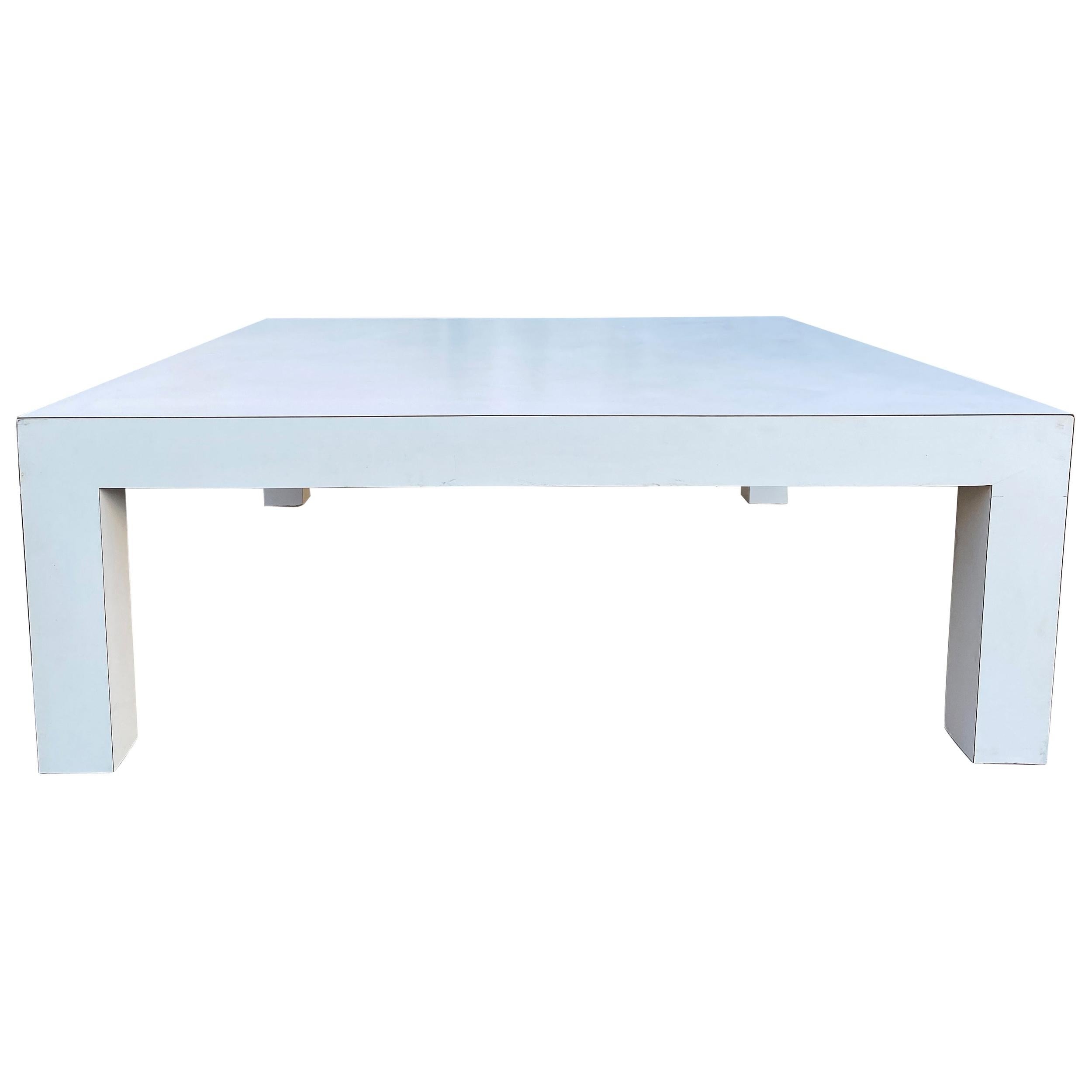 Mid-Century Modern Parsons Square White Laminate Coffee Table