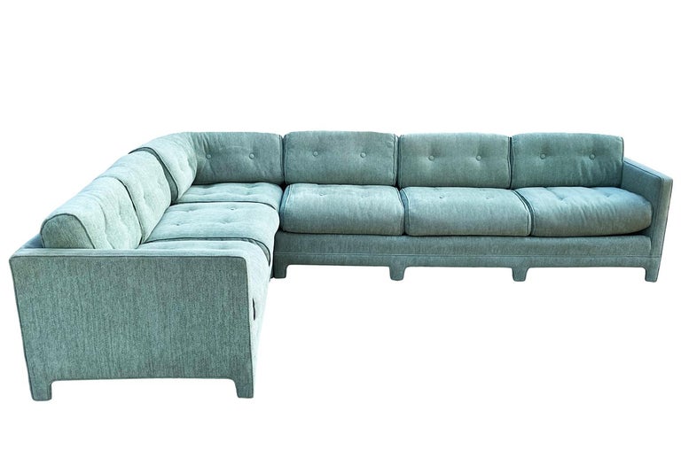 Late 20th Century Mid-Century Modern Parsons Style Sectional Sofa after Milo Baughman For Sale