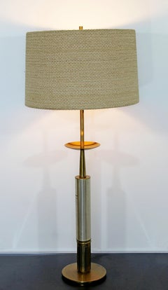 Mid-Century Modern Parzinger Style Brass and Silver Plate Table Lamp