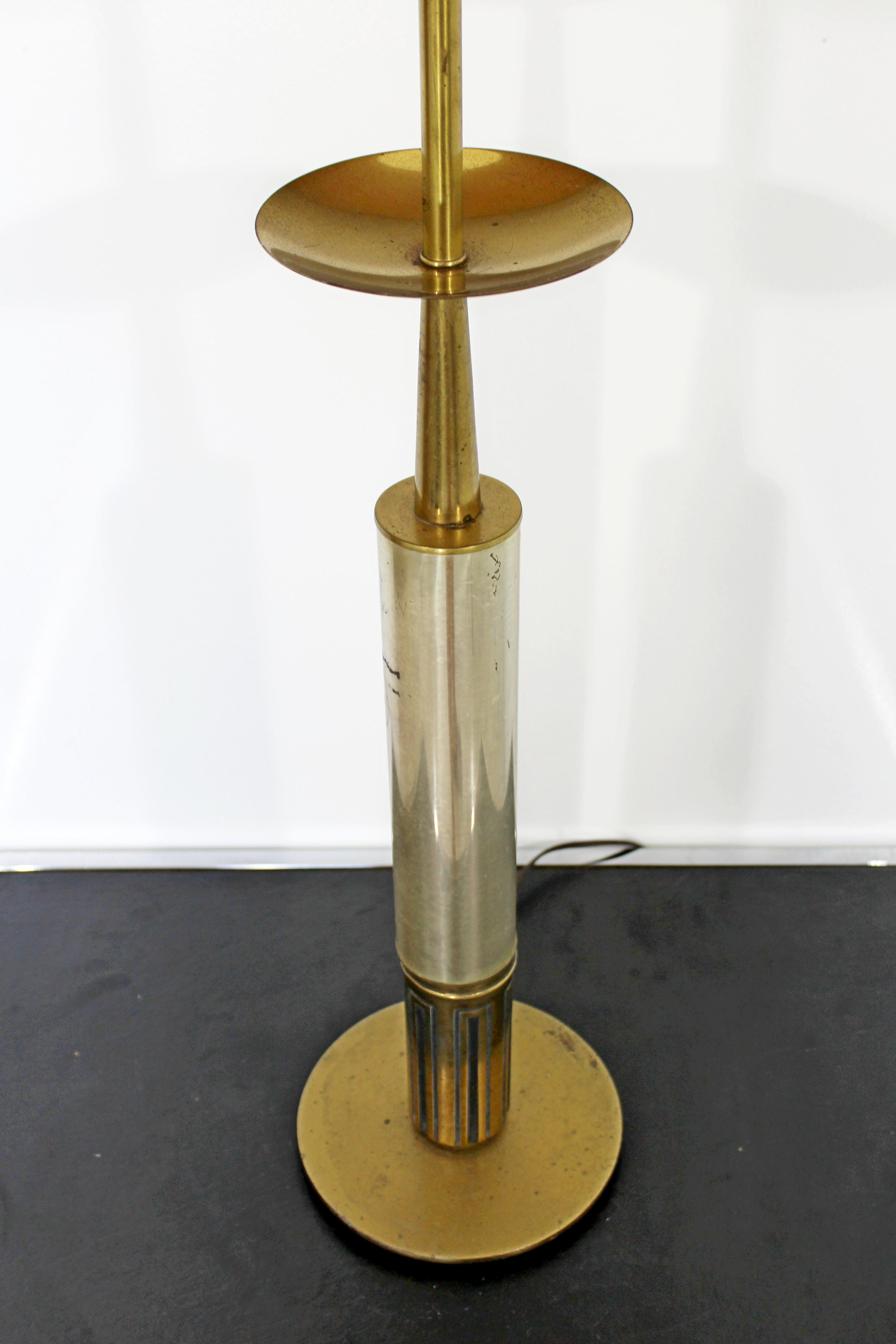 Mid-20th Century Mid-Century Modern Parzinger Style Brass and Silver Plate Table Lamp For Sale