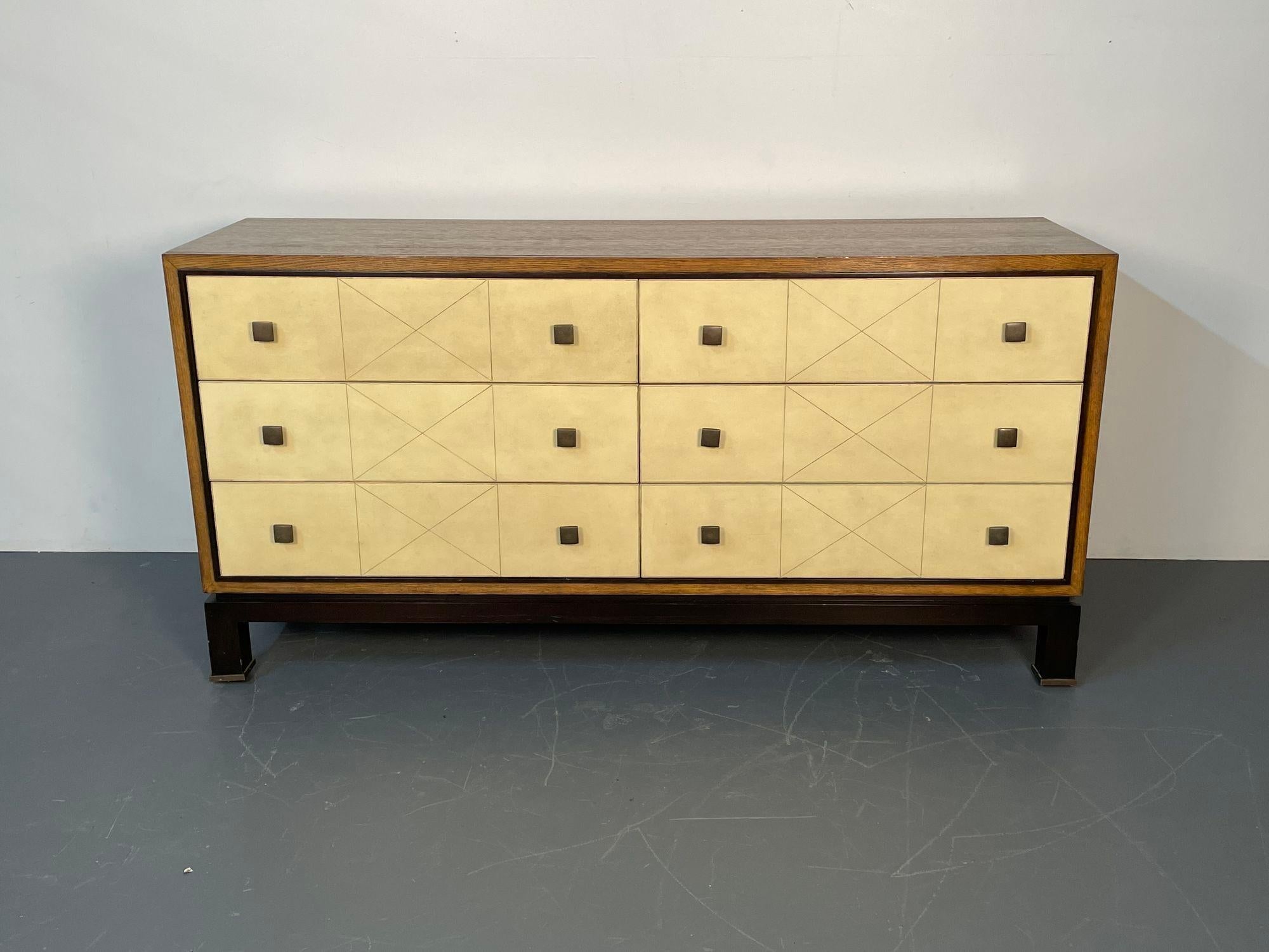 American Mid-Century Modern Parzinger Style Parchment Dresser / Sideboard / Cabinet For Sale