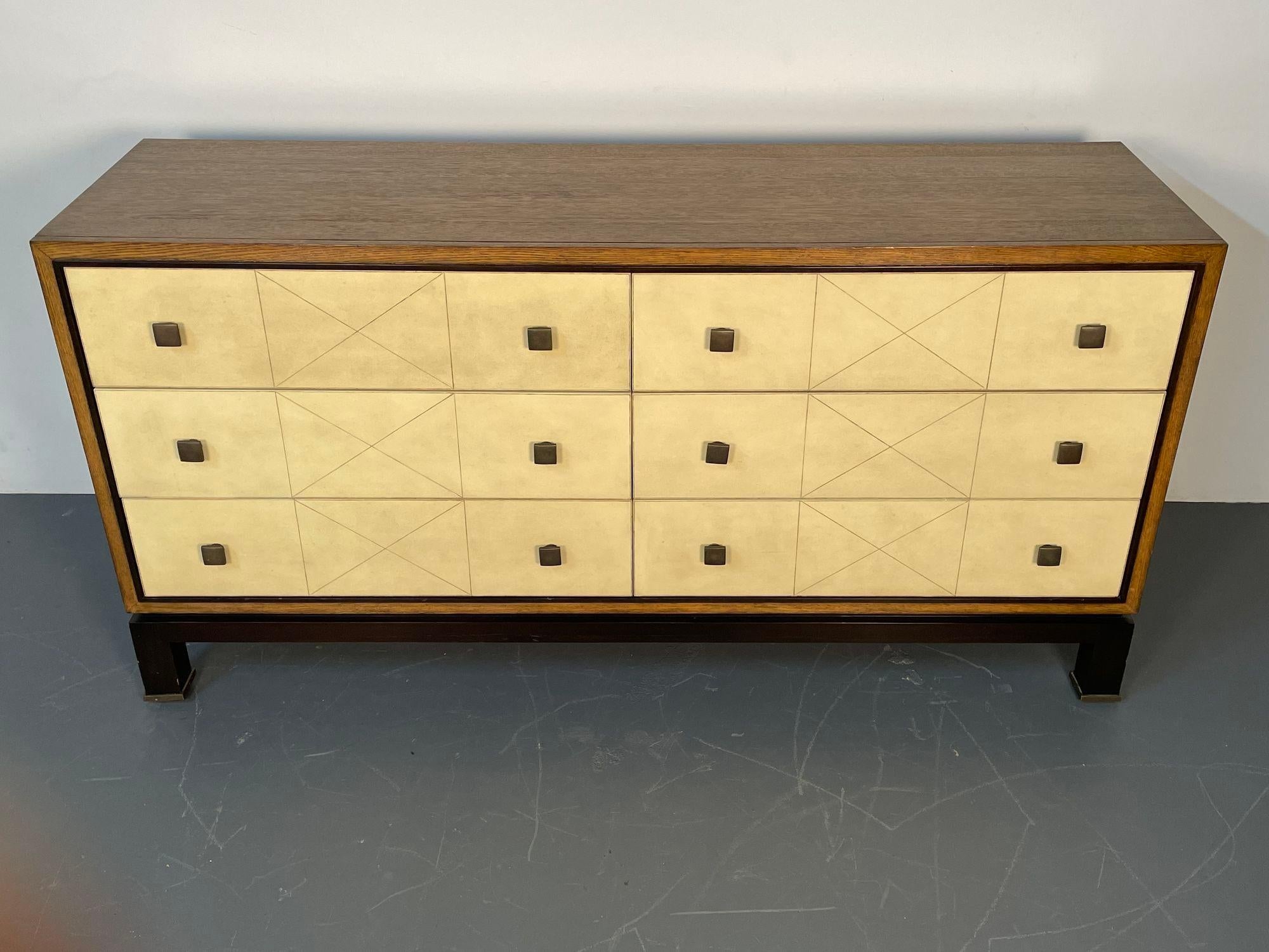 20th Century Mid-Century Modern Parzinger Style Parchment Dresser / Sideboard / Cabinet For Sale