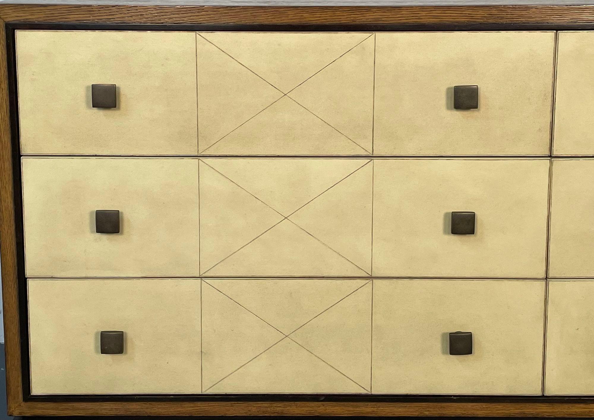 Mid-Century Modern Parzinger Style Parchment Dresser / Sideboard / Cabinet For Sale 2