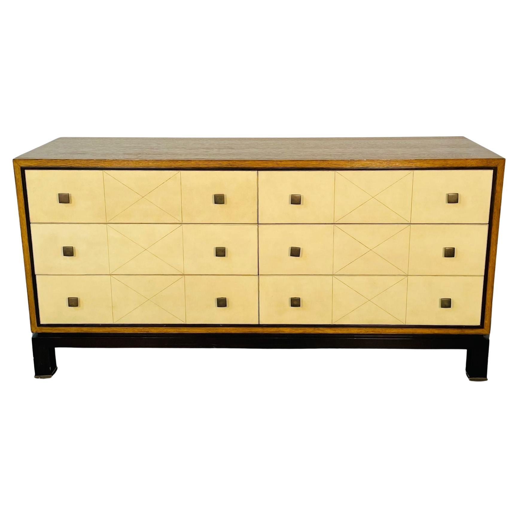 Mid-Century Modern Parzinger Style Parchment Dresser / Sideboard / Cabinet For Sale