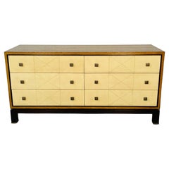 Used Mid-Century Modern Parzinger Style Parchment Dresser / Sideboard / Cabinet