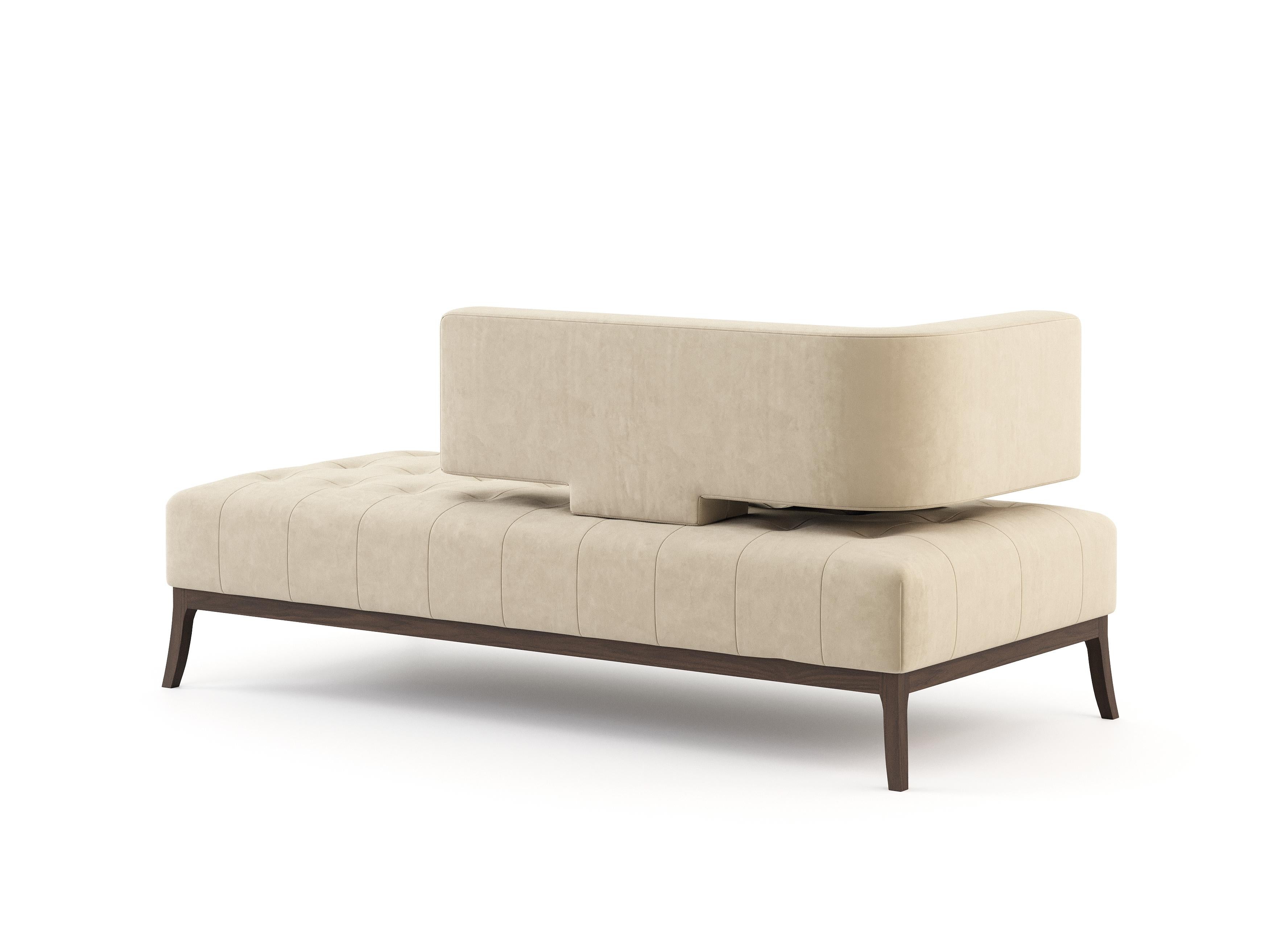 Hand-Crafted Mid-Century Modern Passione Chaise Lounge Made with Walnut and Suede For Sale