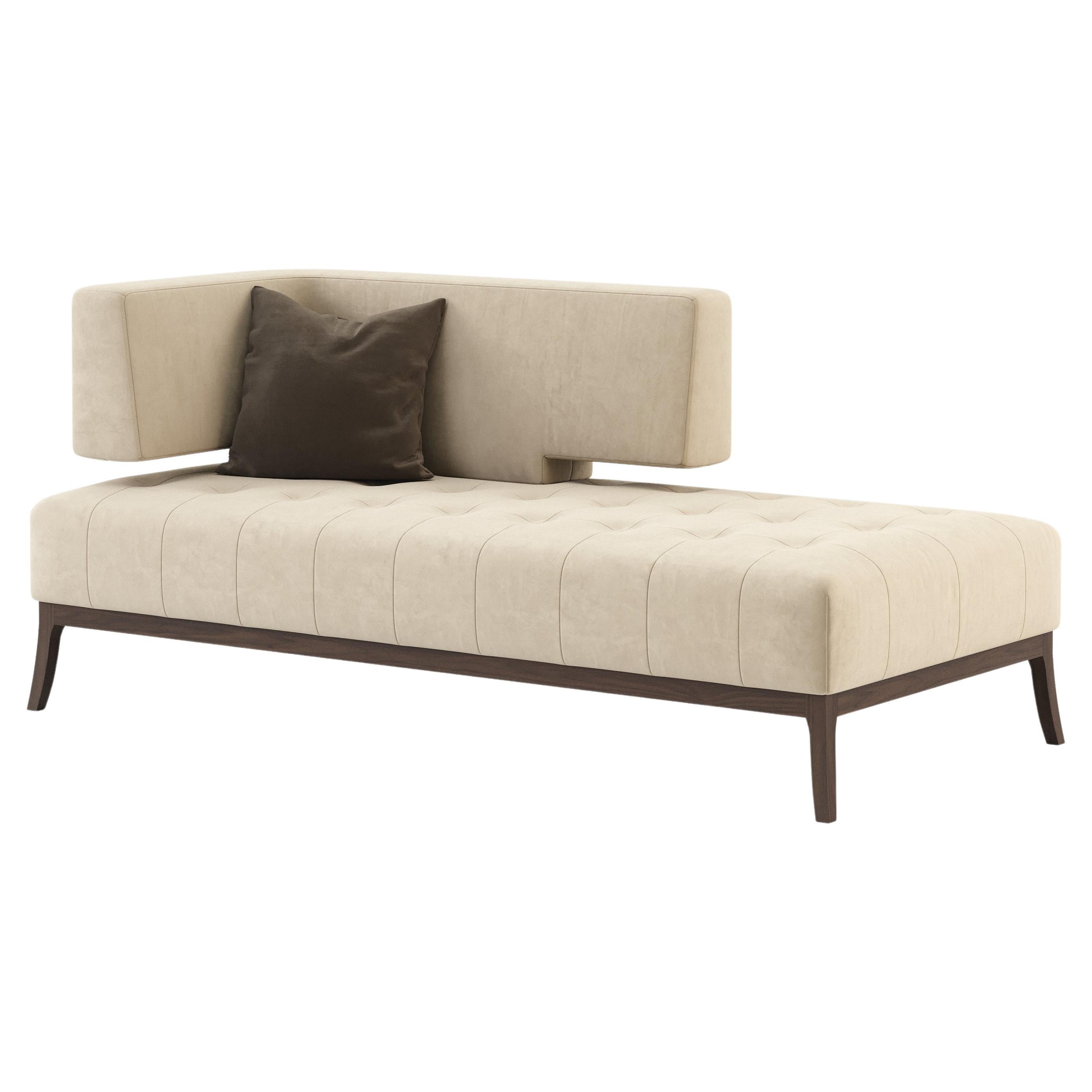 Mid-Century Modern Passione Chaise Lounge Made with Walnut and Suede