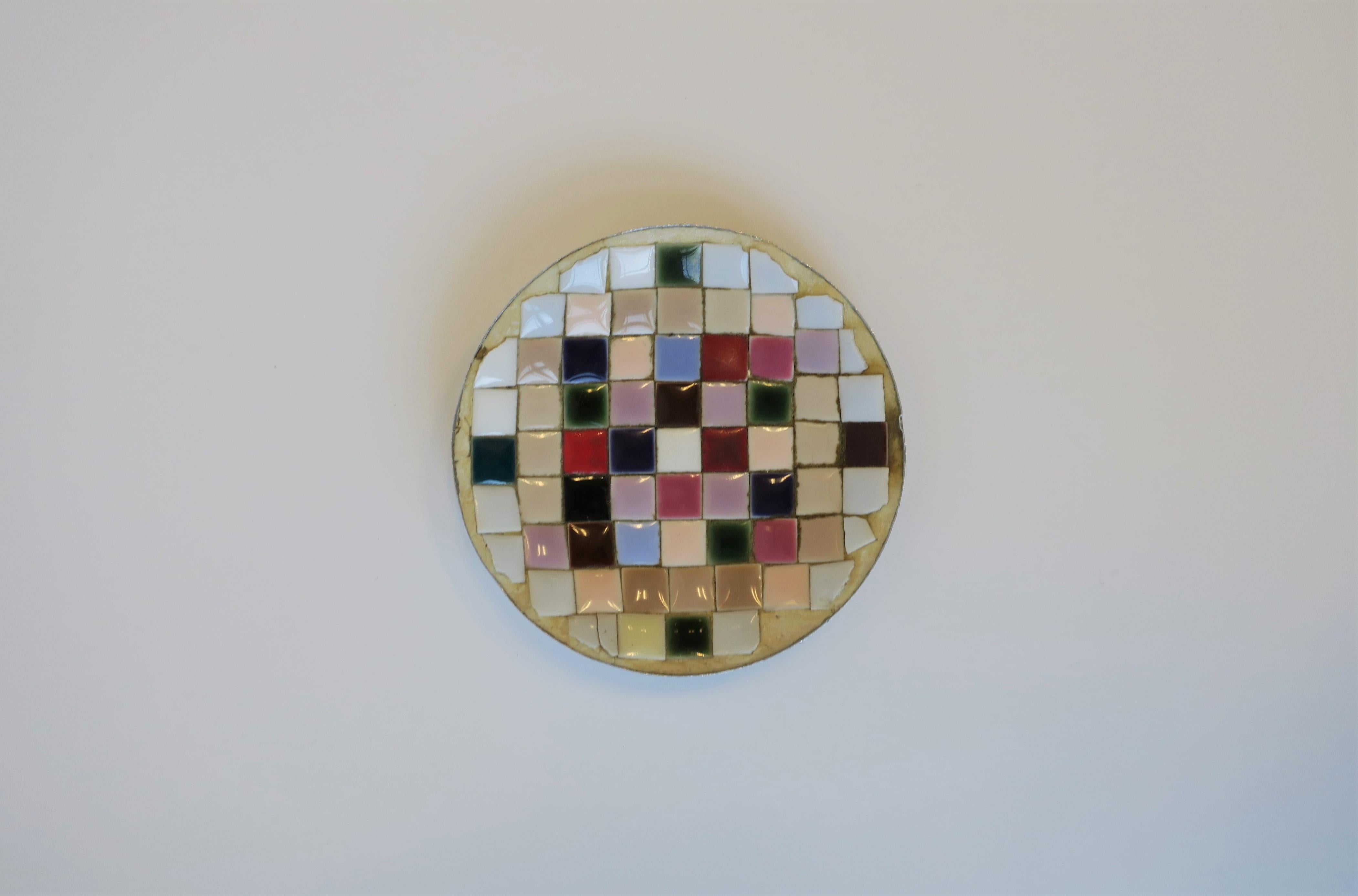 Mid-Century Modern Midcentury Modern Pastel Mosaic Ceramic Tile Dish