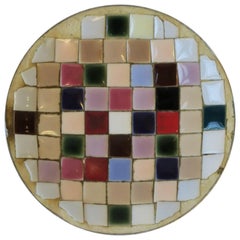 Midcentury Modern Pastel Mosaic Ceramic Tile Dish