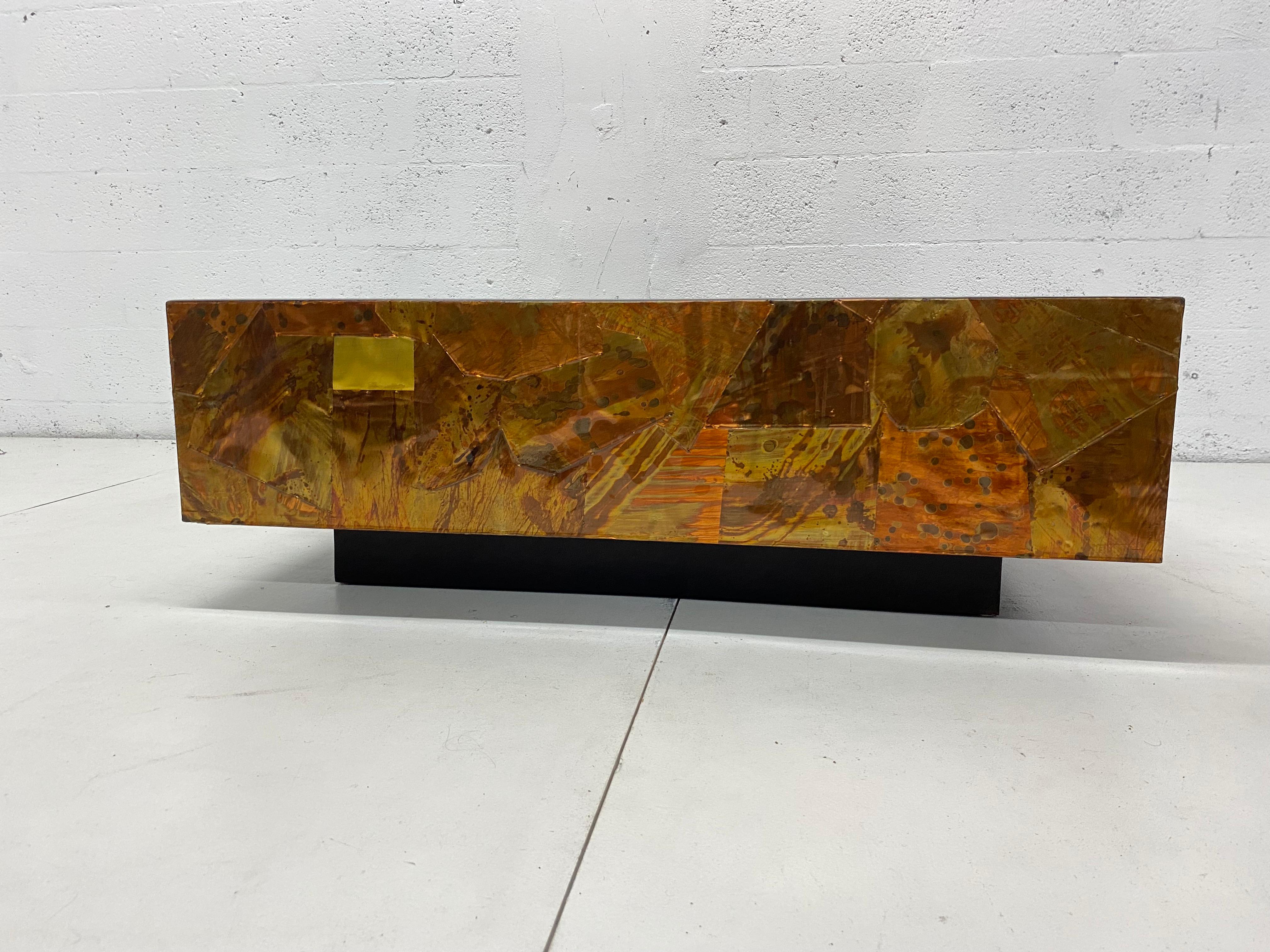 Mid-Century Modern Patchwork Copper and Brass Coffee Table for Modernage 6