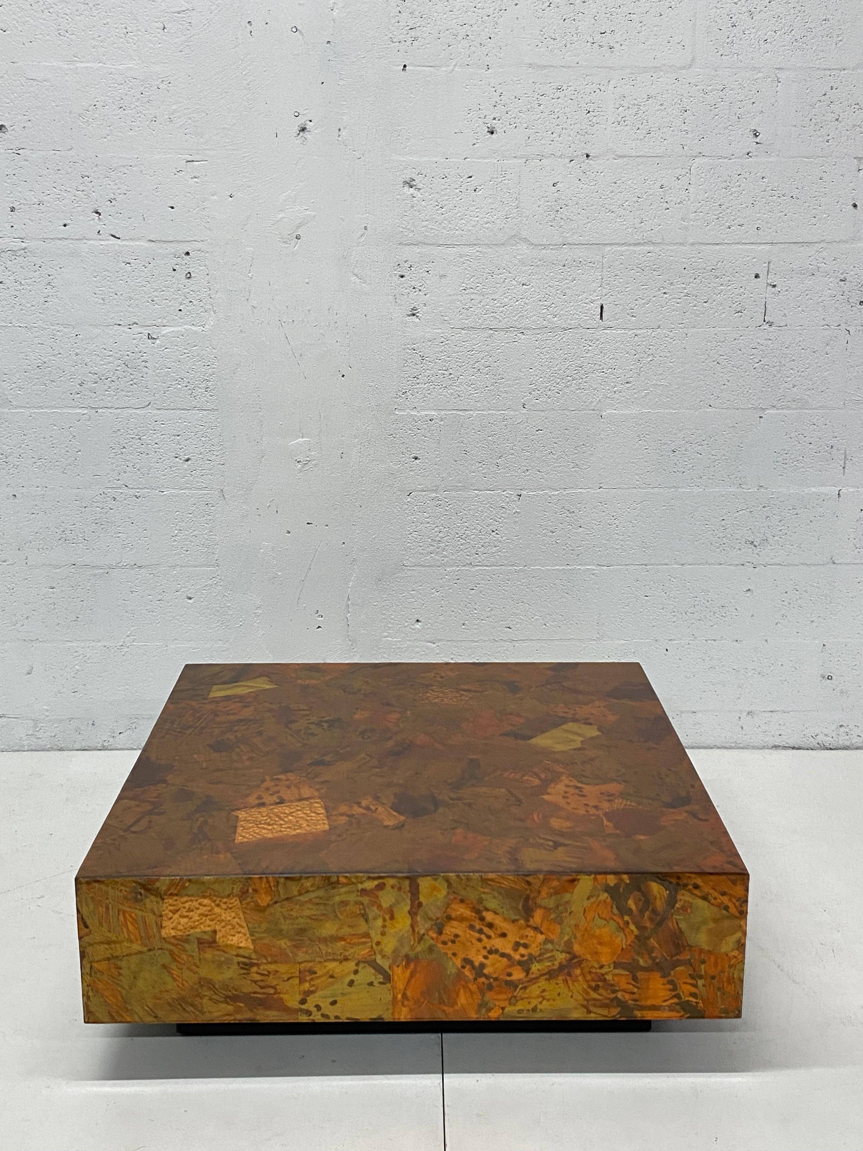 Mid-Century Modern Patchwork Copper and Brass Coffee Table for Modernage In Good Condition In Miami, FL