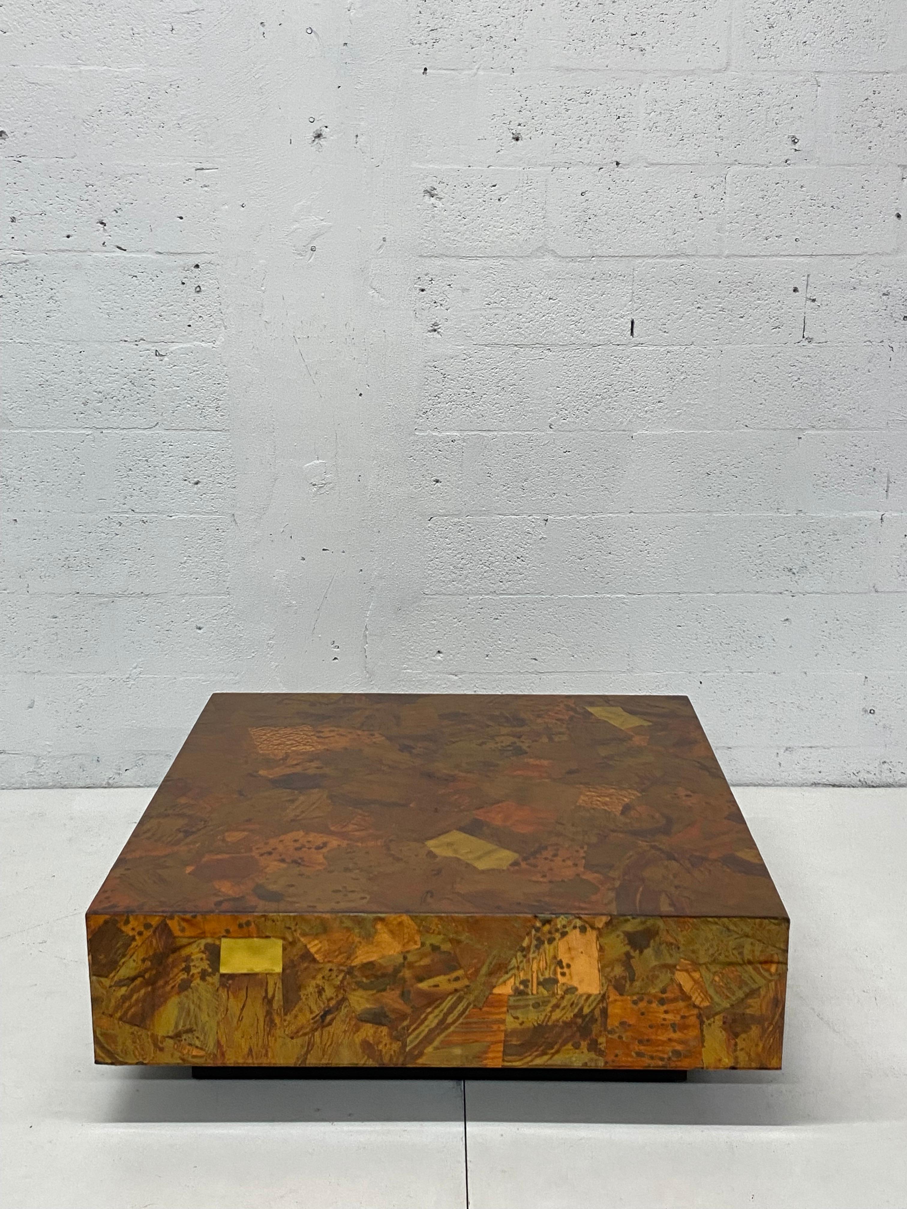 Late 20th Century Mid-Century Modern Patchwork Copper and Brass Coffee Table for Modernage