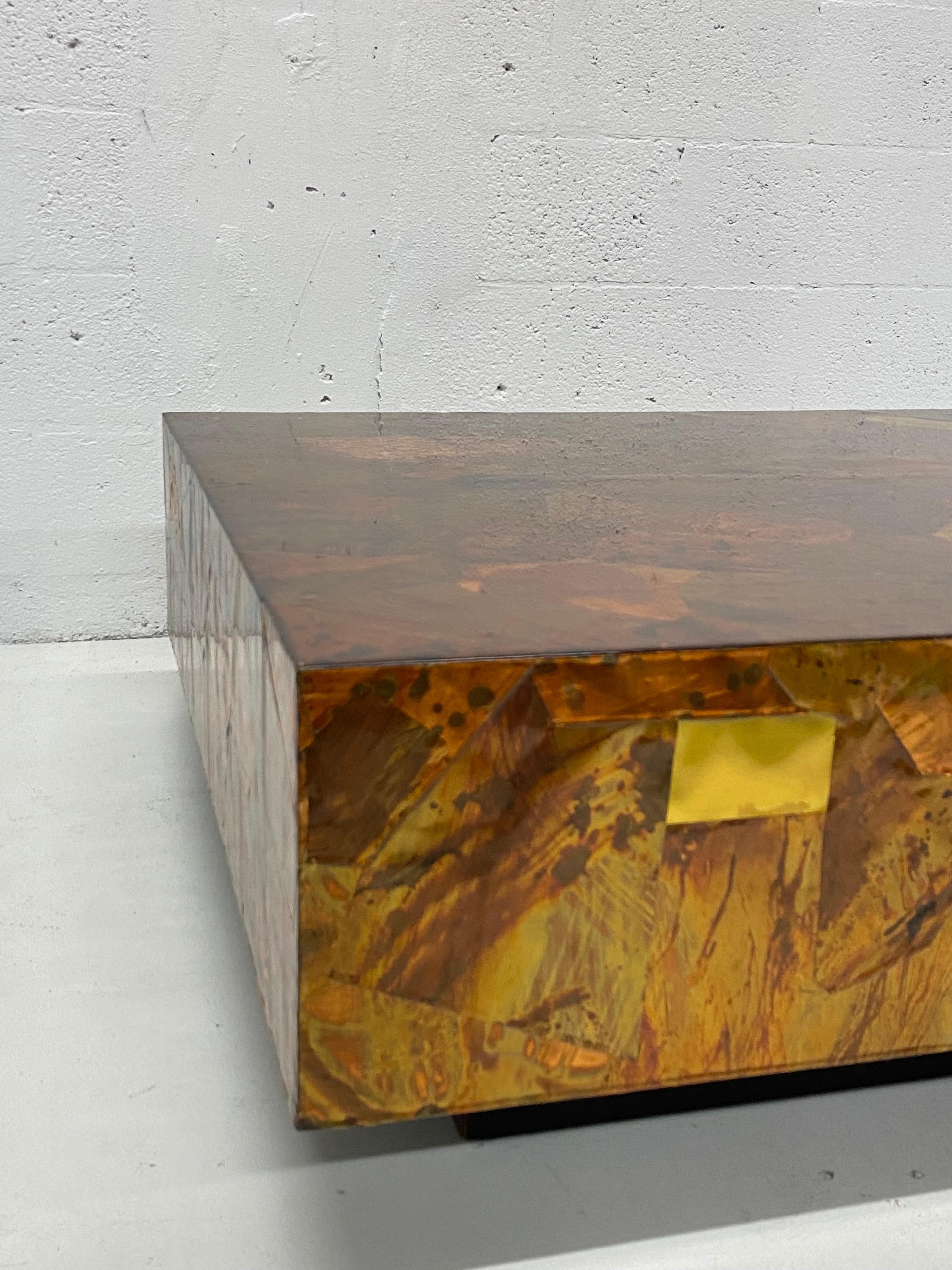 Mid-Century Modern Patchwork Copper and Brass Coffee Table for Modernage 1