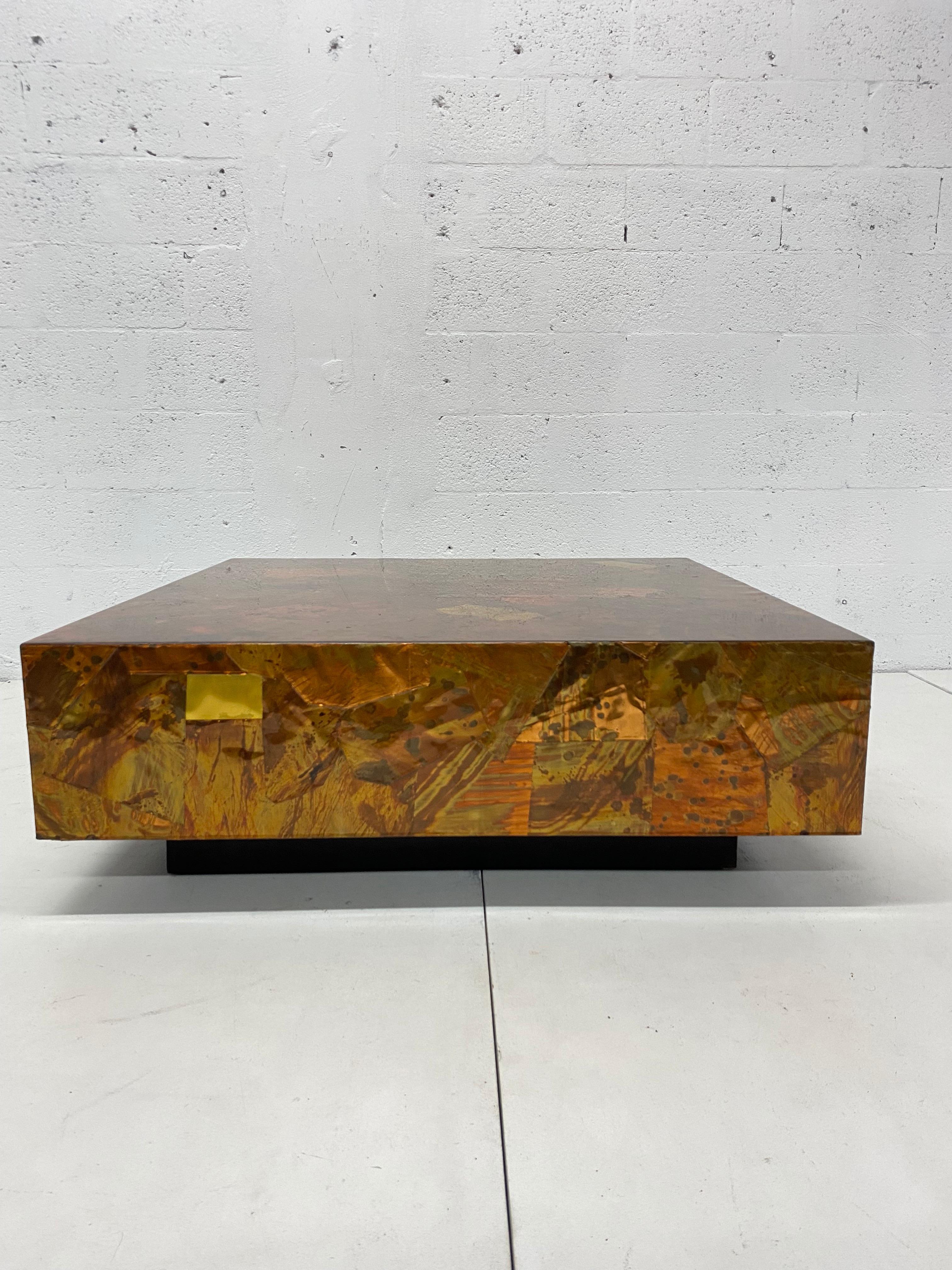 Mid-Century Modern Patchwork Copper and Brass Coffee Table for Modernage 2