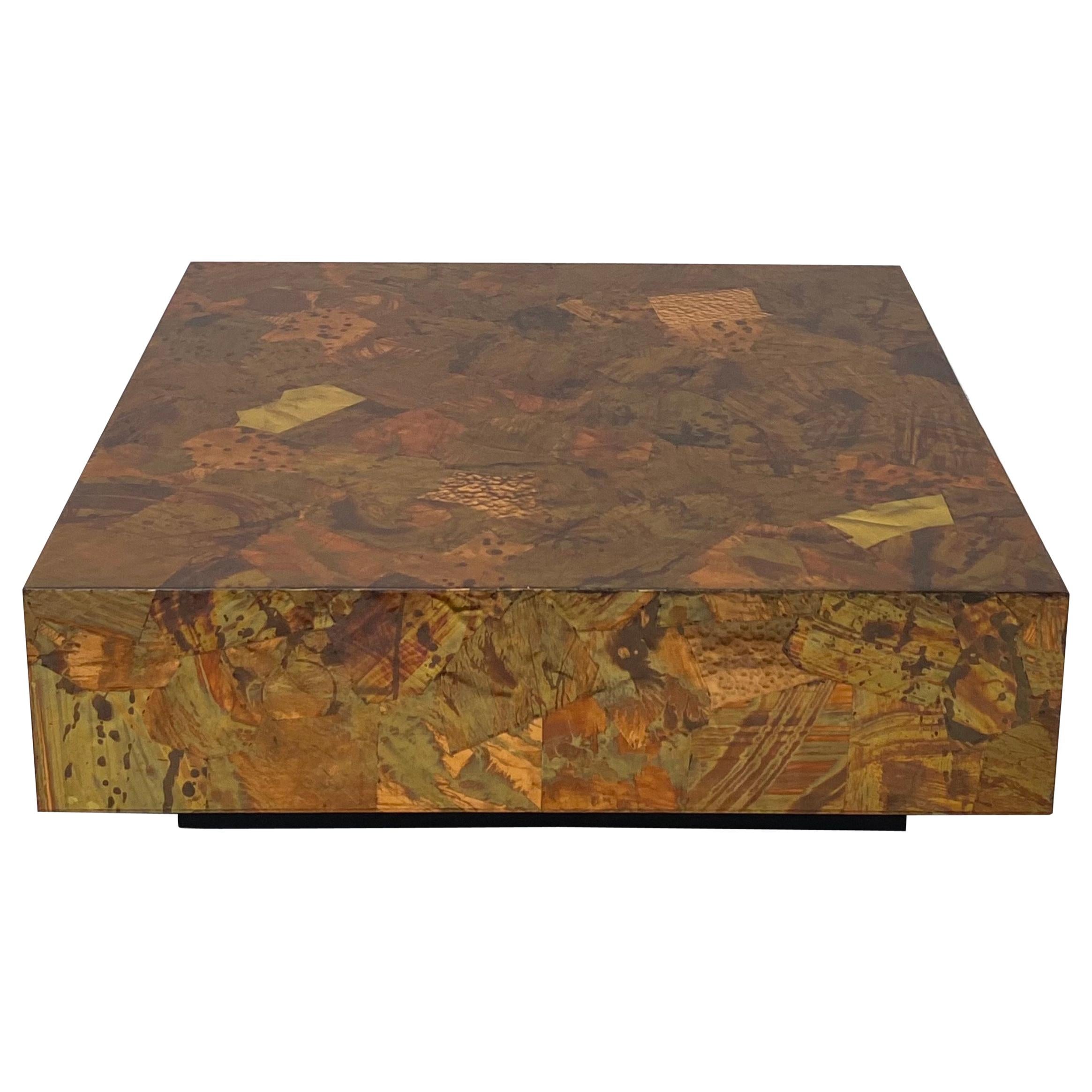 Mid-Century Modern Patchwork Copper and Brass Coffee Table for Modernage