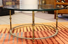 Mid-Century Modern Patina Brass and Glass Round Coffee Table, 1960s