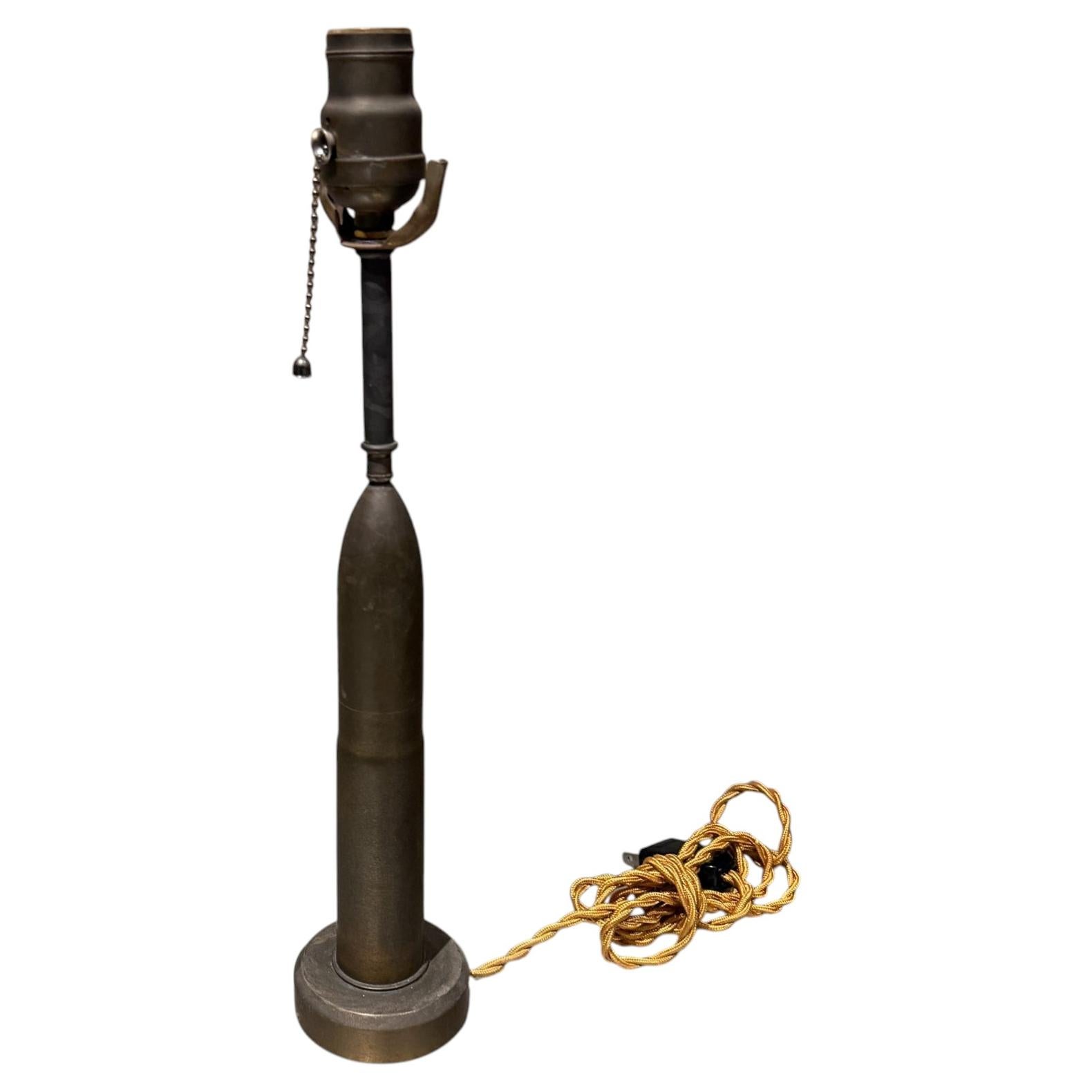 Mid-Century Modern Patinated Bronze Bullet Table Lamp, 1960s Design