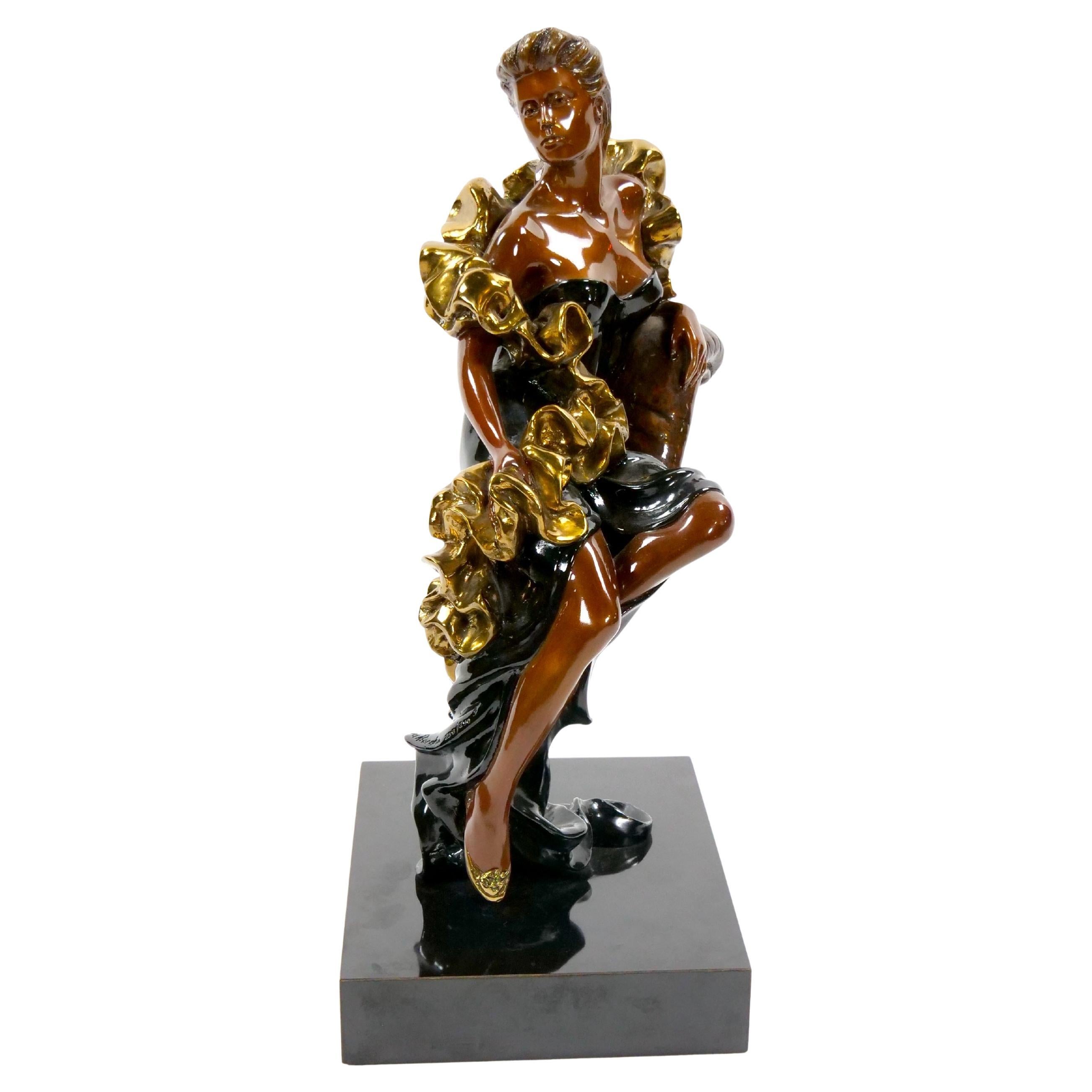 Escultura Figural de Bronce Patinado Moderna de Mediados de Siglo de una Dama Reclinada