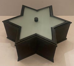 Mid-Century Modern Patinated Bronze Star Glass Flush Mount Light Ceiling Fixture