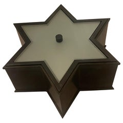 Plafoniera a incasso in vetro a stella in bronzo patinato, moderna, del metà del secolo.