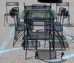 Mid-Century Modern Patio Set Table 8 Chairs & Console Tempestini for Salterini