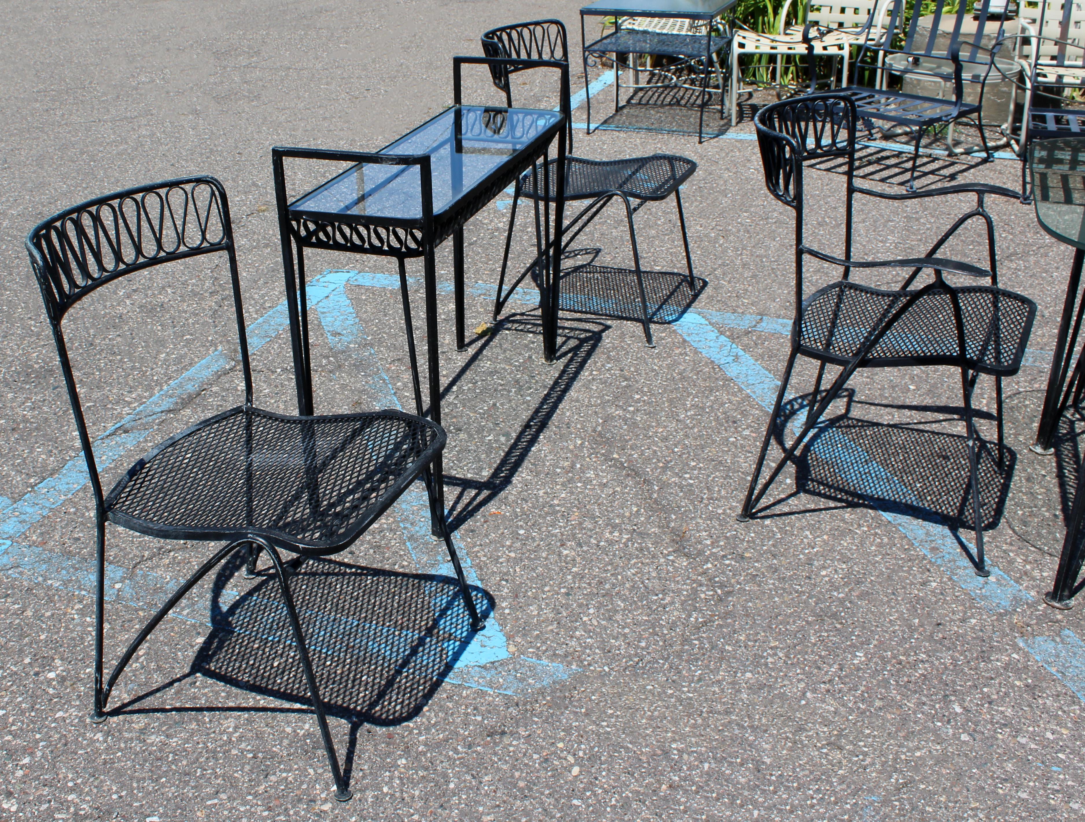 Metal Mid-Century Modern Patio Set Table 8 Chairs & Console Tempestini for Salterini