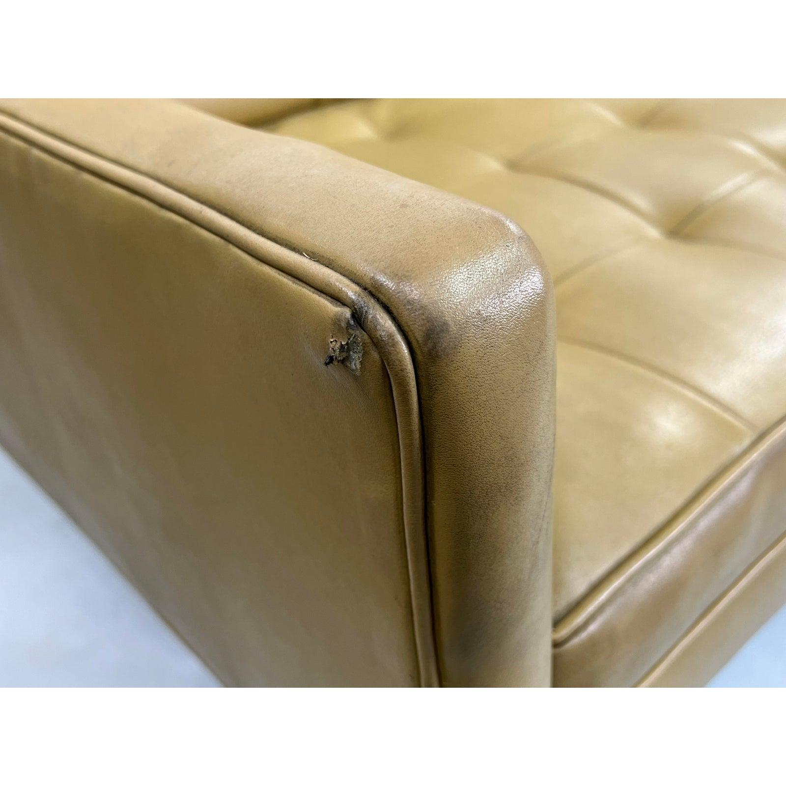 Steel Mid-Century Modern Patrician Chrome Sled Base Tufted Sofa For Sale