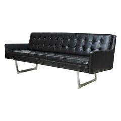 Mid-Century Modern Patrician Chrome Sled Base Tufted Sofa Baughman Style