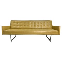 Retro Mid-Century Modern Patrician Chrome Sled Base Tufted Sofa