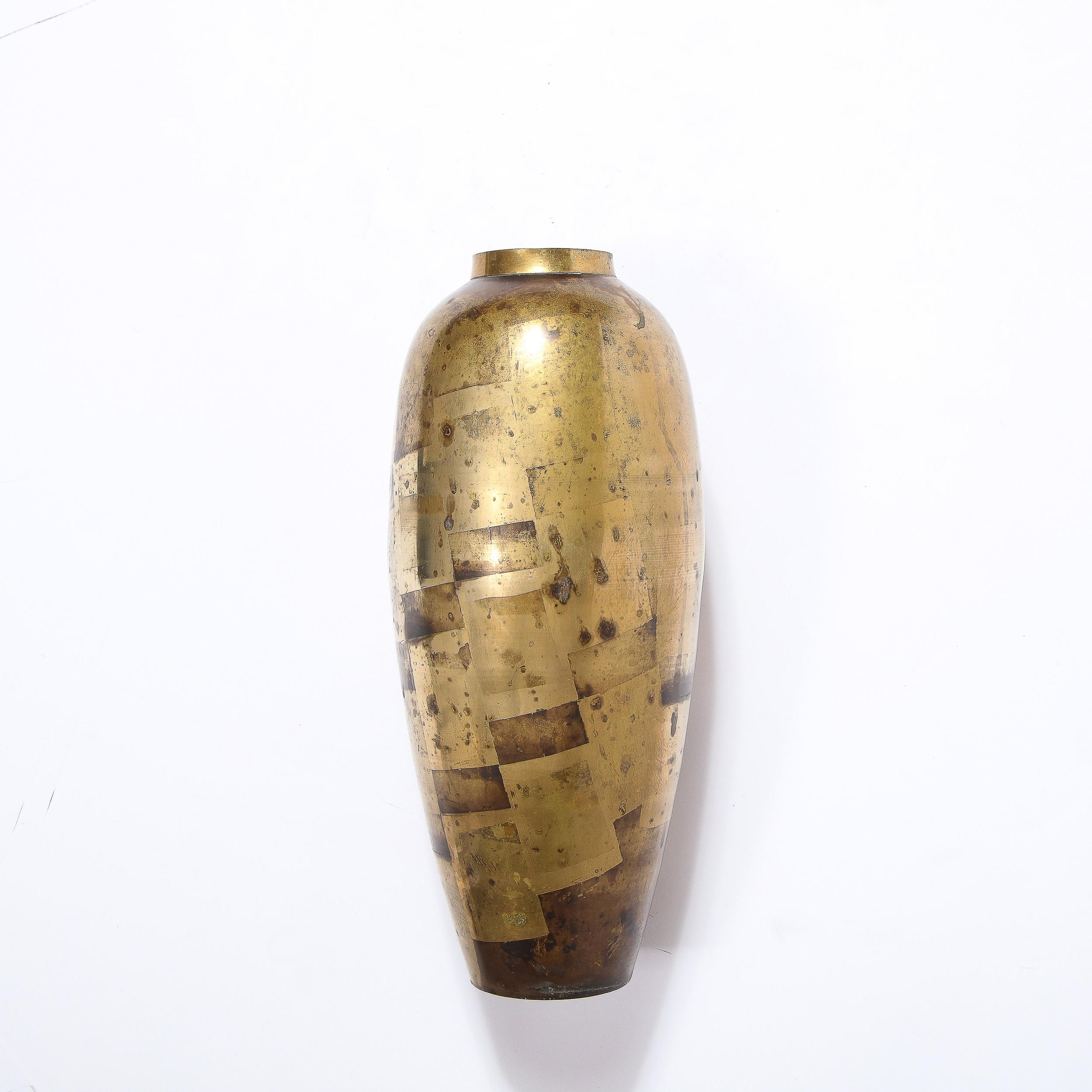 20th Century Mid-Century Modern Patterned Brass Vase by Definitive