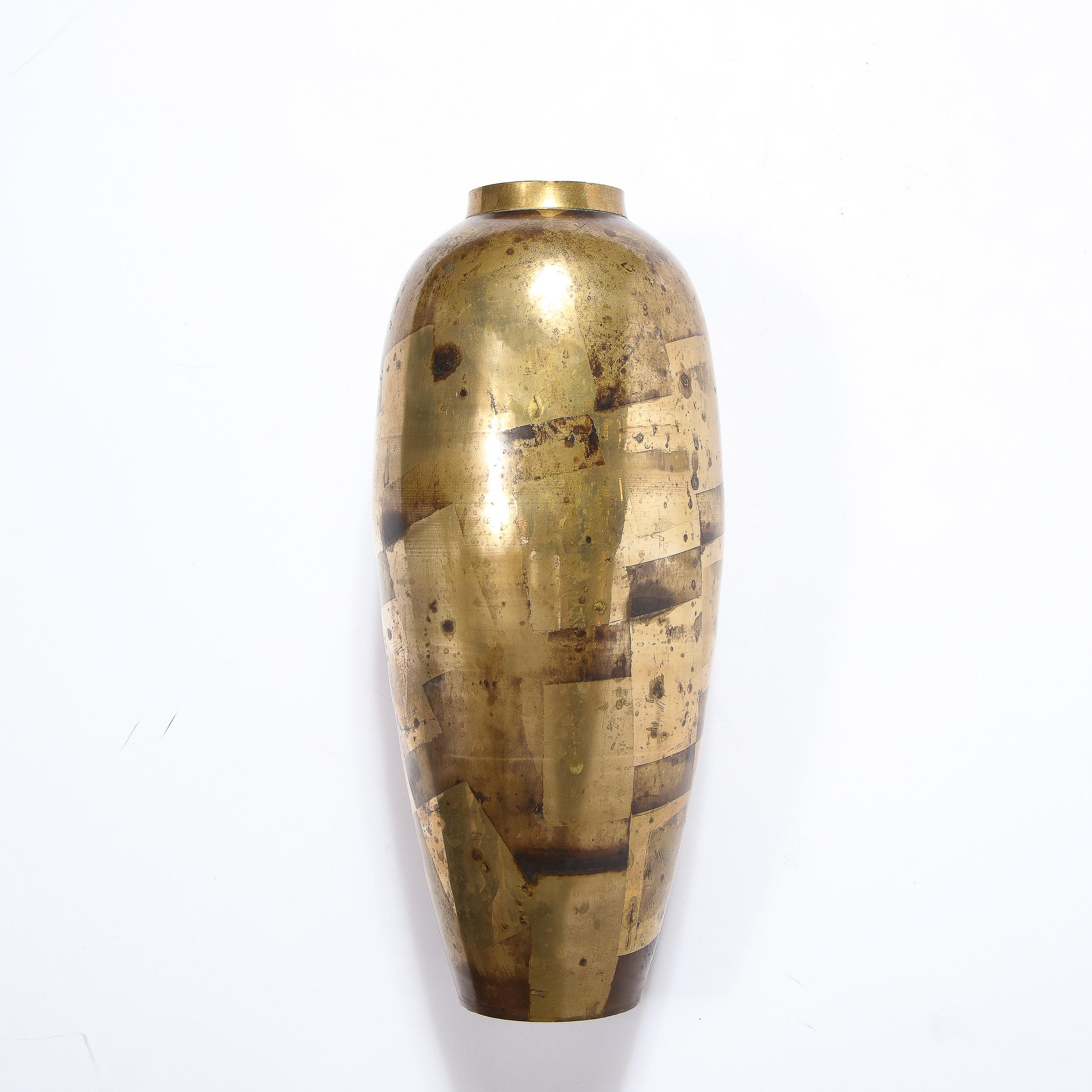 Mid-Century Modern Patterned Brass Vase by Definitive 1