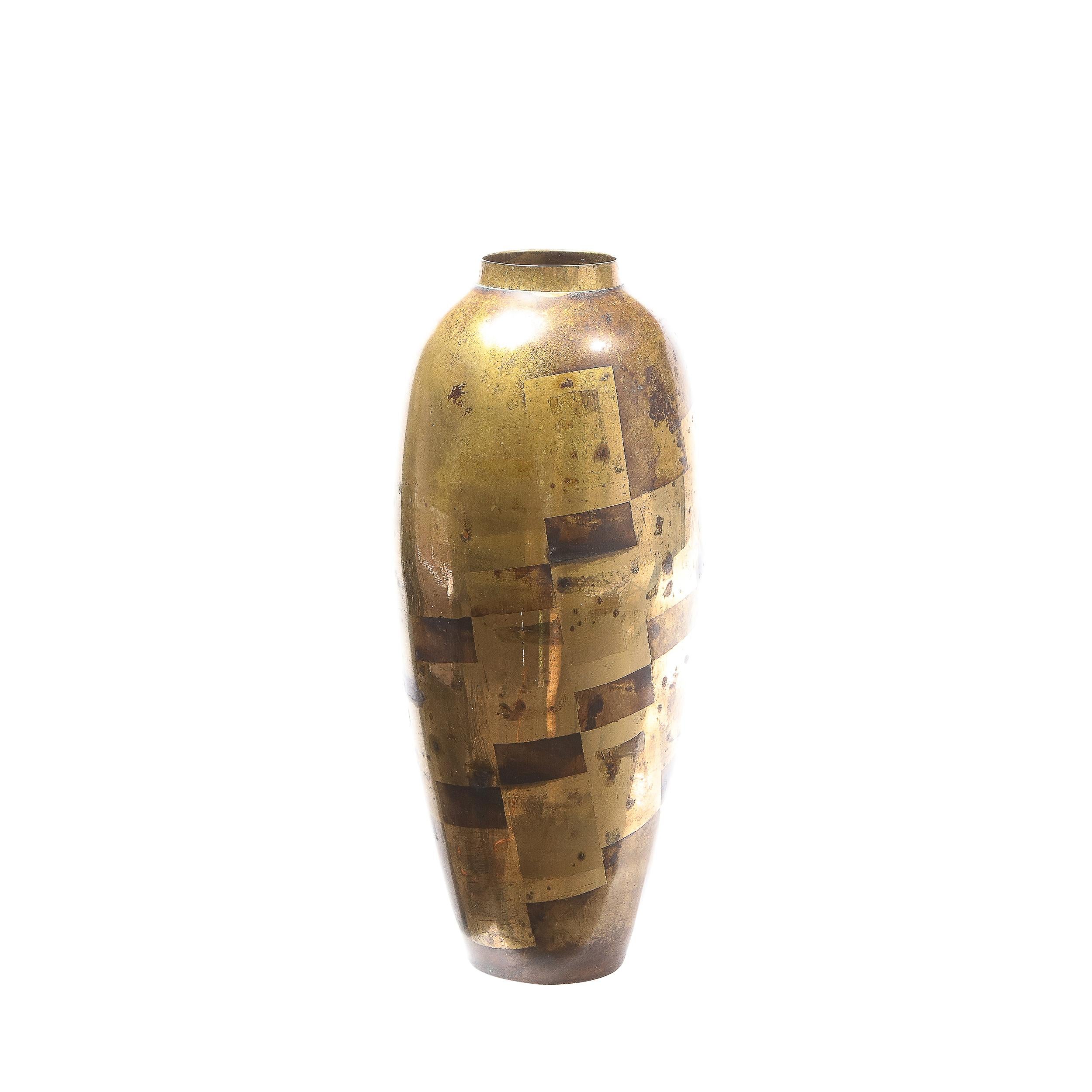 Mid-Century Modern Patterned Brass Vase by Definitive 2
