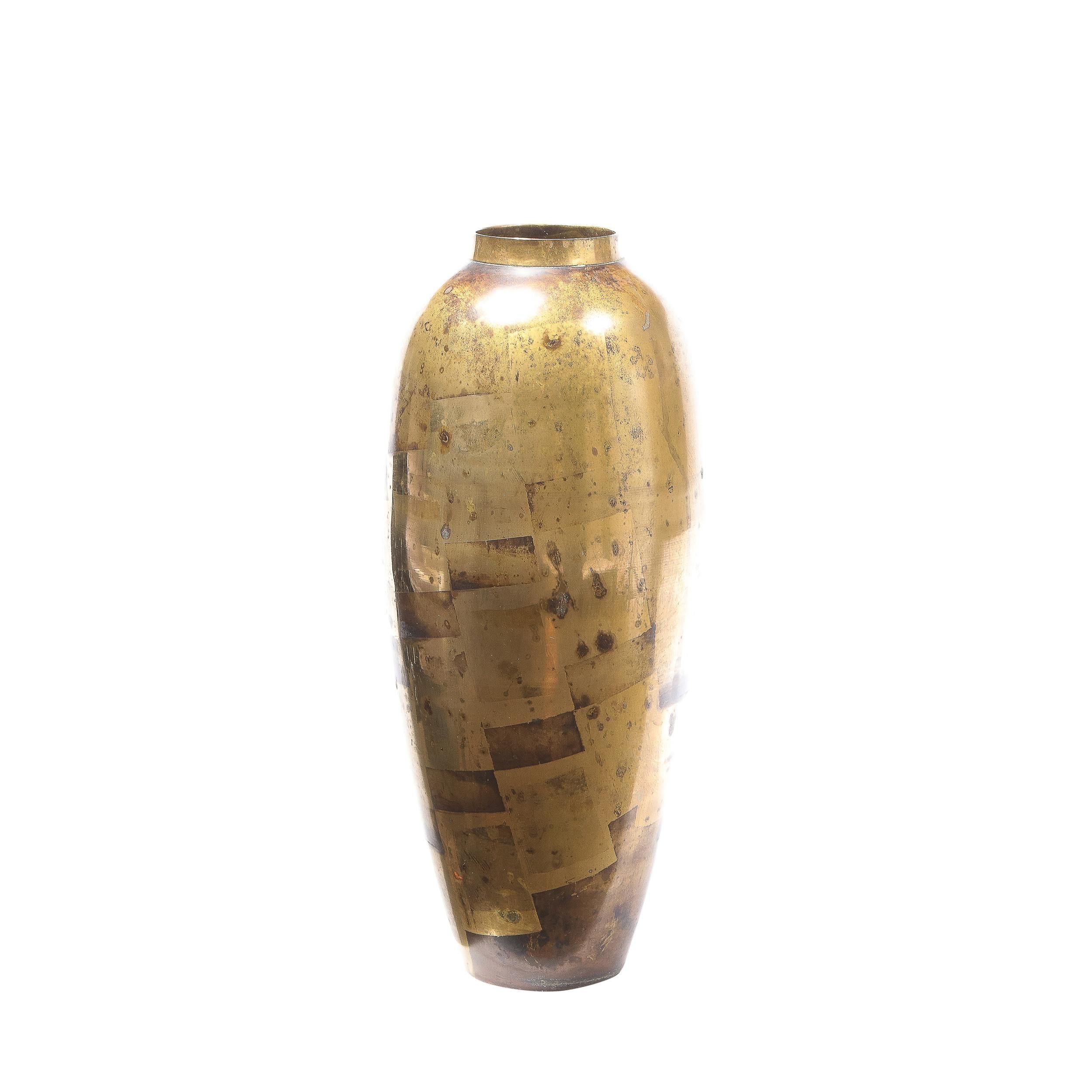 Mid-Century Modern Patterned Brass Vase by Definitive 3