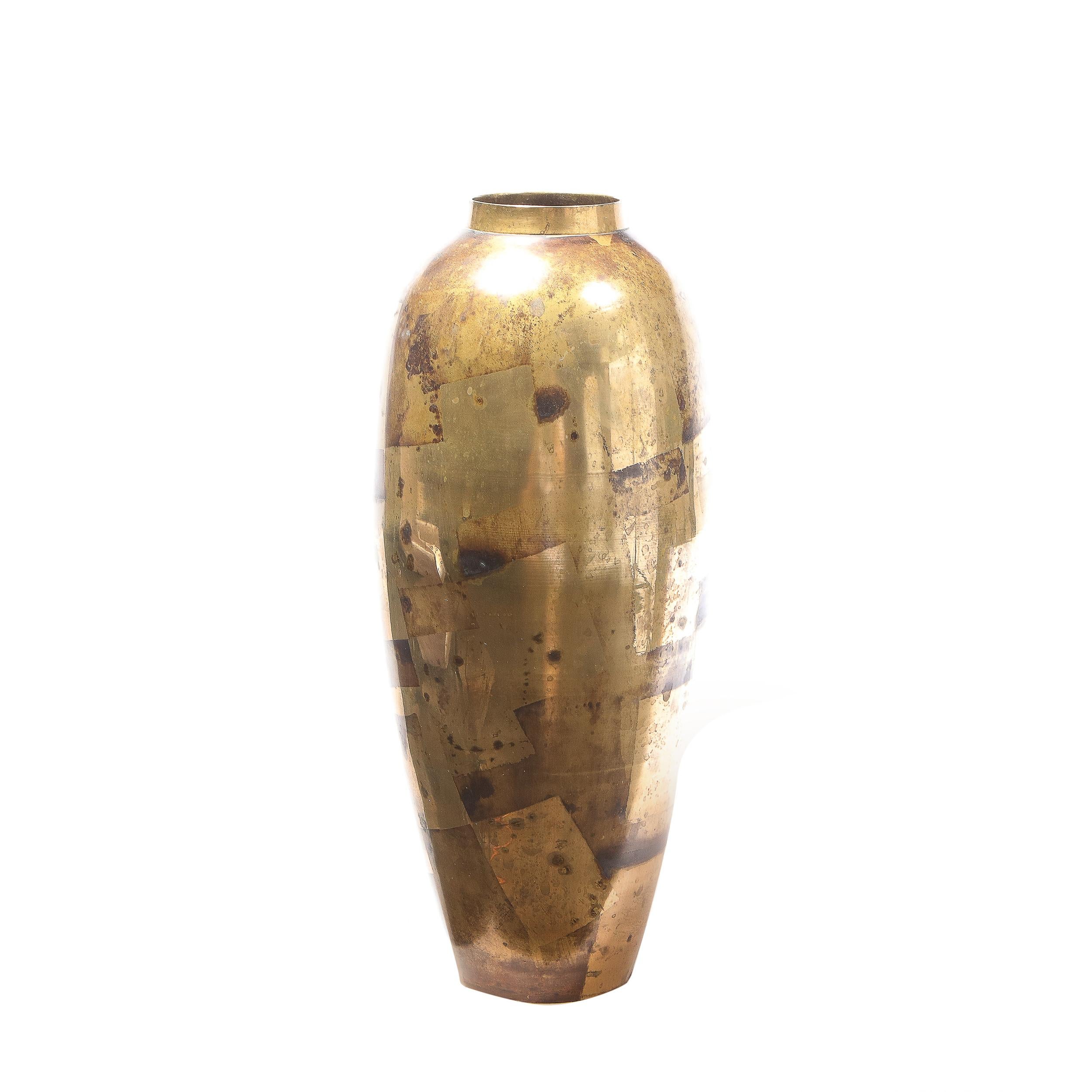 Mid-Century Modern Patterned Brass Vase by Definitive 4
