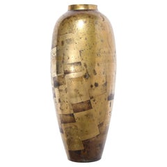Mid-Century Modern Patterned Brass Vase by Definitive
