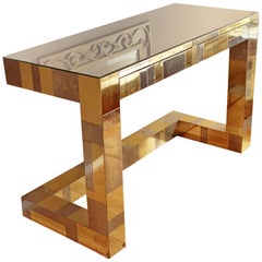 Mid-Century Modern Paul Evans Brass Chrome Rosewood Cityscape Desk Console