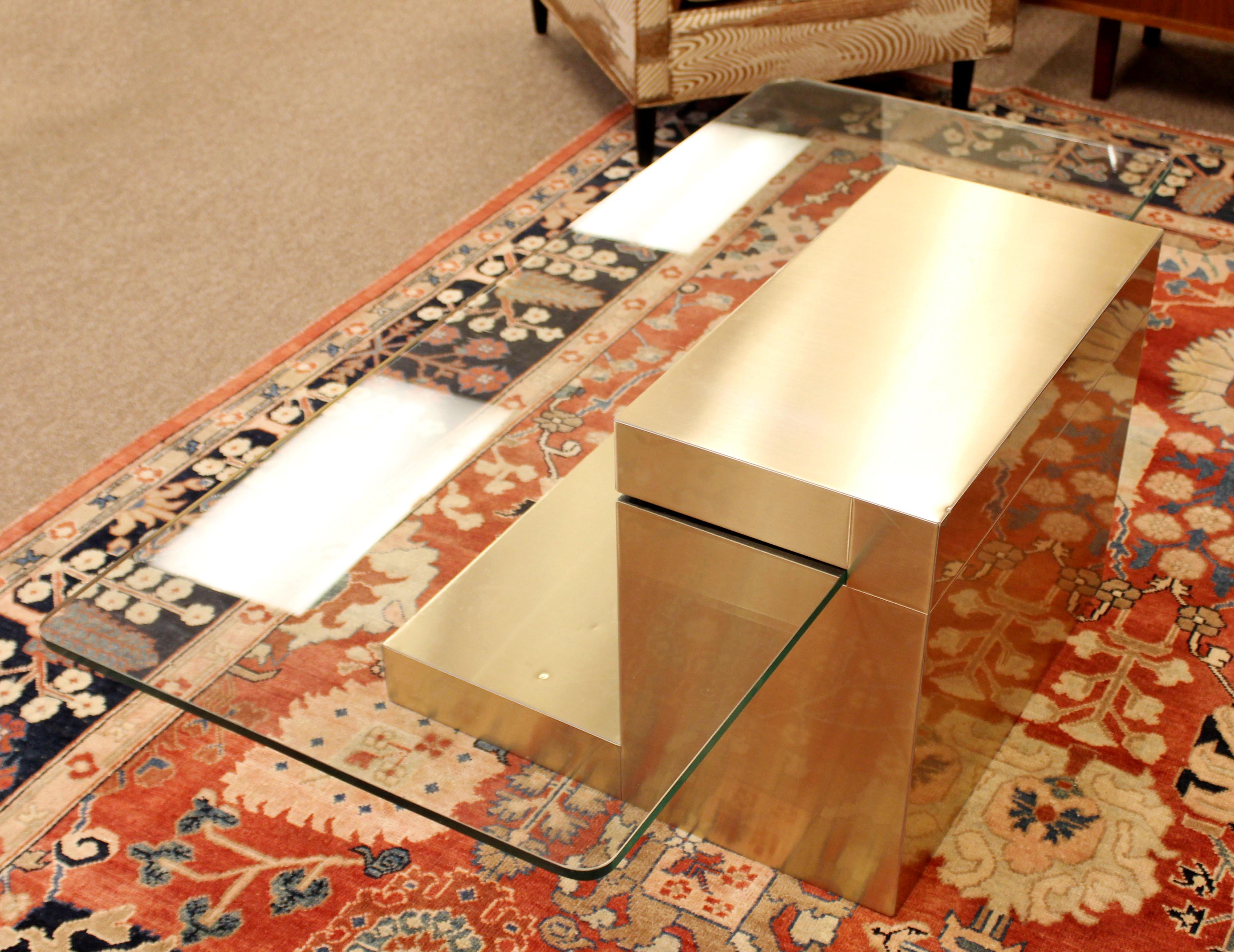 Mid-Century Modern Paul Evans Cantilever Brass Glass Cityscape Coffee Table 2