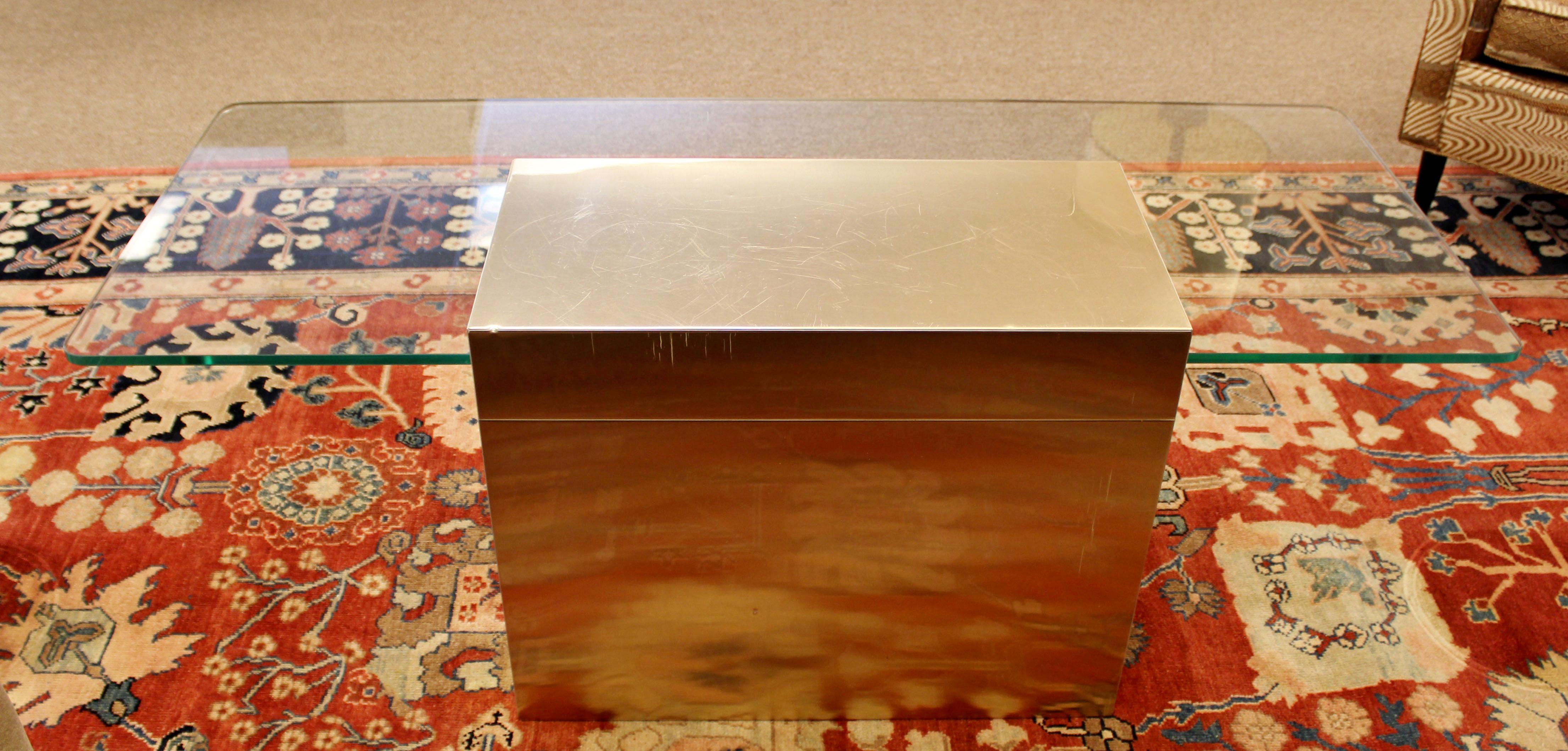 Mid-Century Modern Paul Evans Cantilever Brass Glass Cityscape Coffee Table 3
