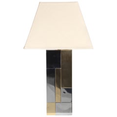Mid-Century Modern Paul Evans Cityscape Brass & Chrome Patchwork Lamp, 1970s