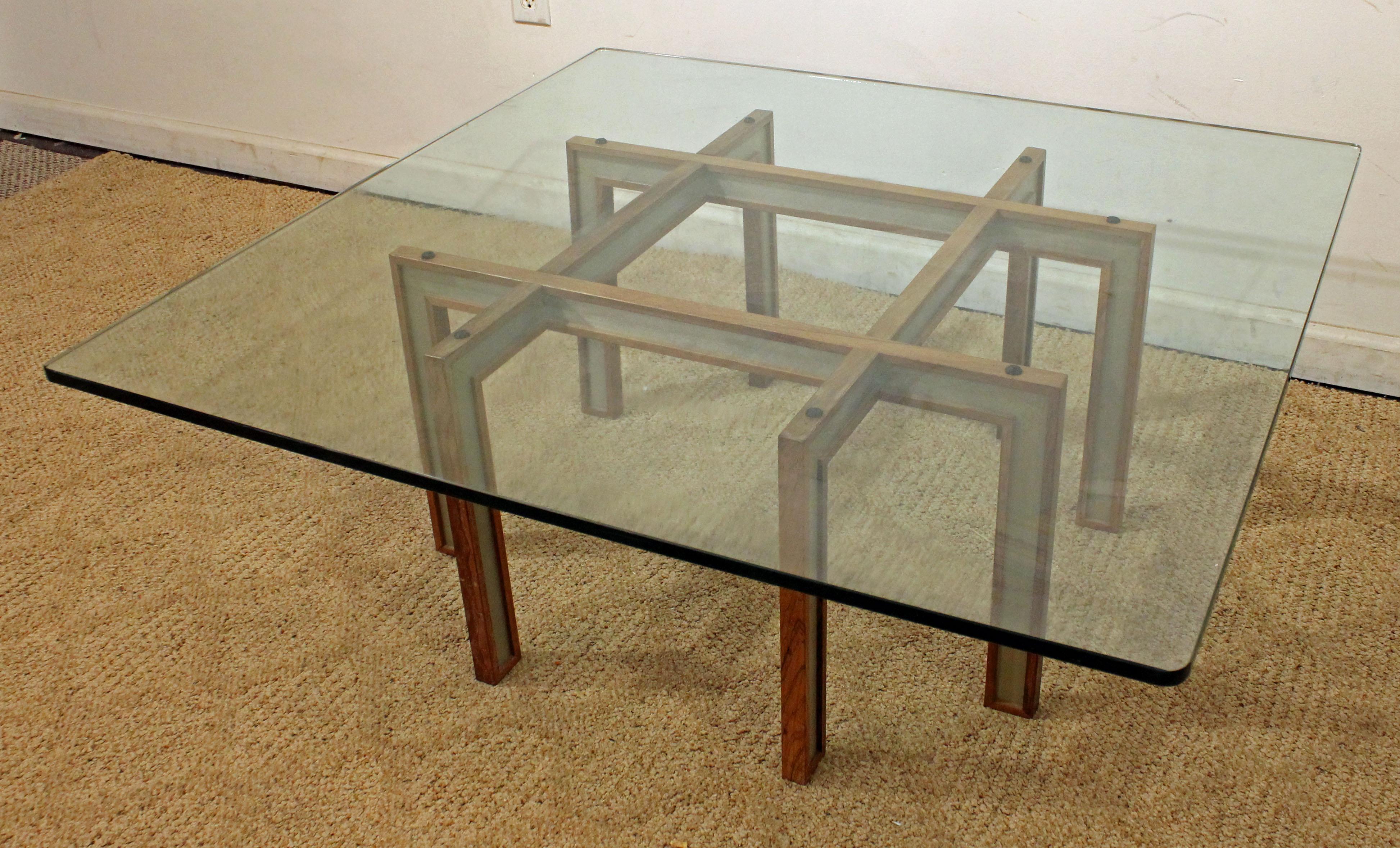 Unknown Mid-Century Modern Paul Evans Cityscape Style Glass Top Coffee Table